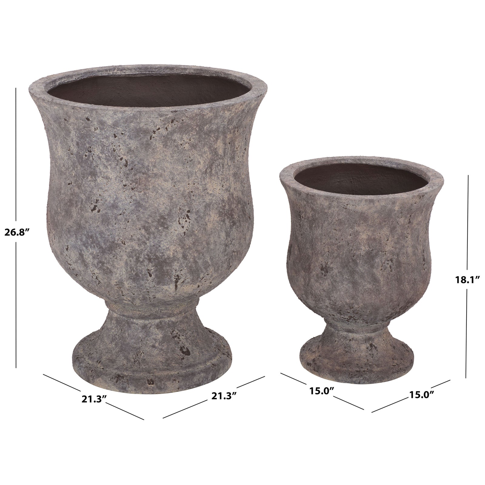 Coordinating planters measure 18.1 and 26.8 inches high for a choice of scale || PAT1547A || dimension_studio