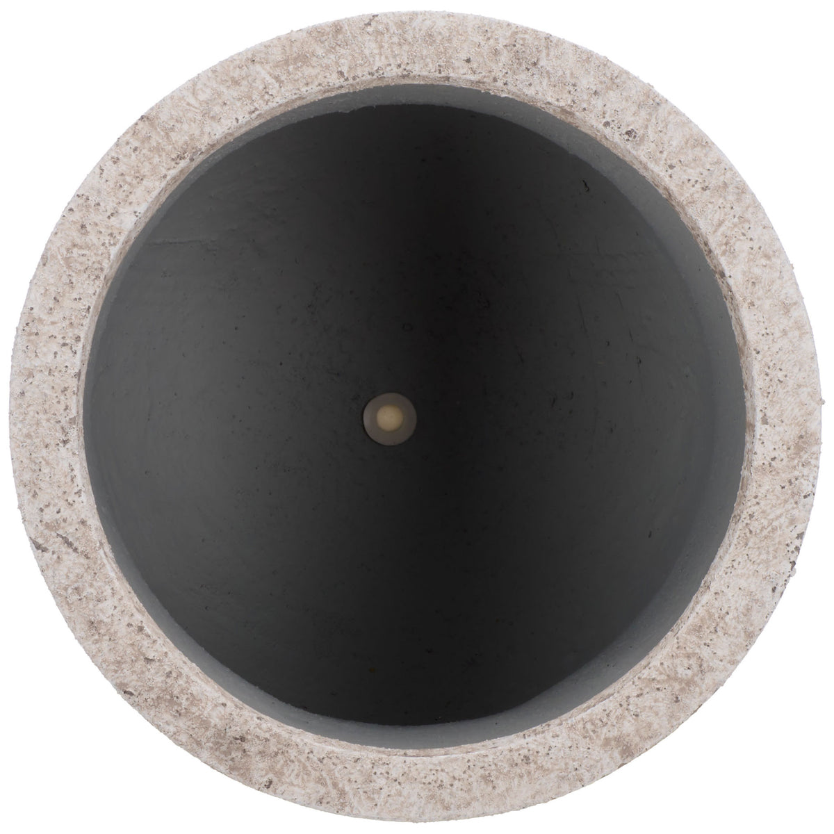 Weathered white rim circles a deep gray interior with a small central opening || PAT1547B || top_studio