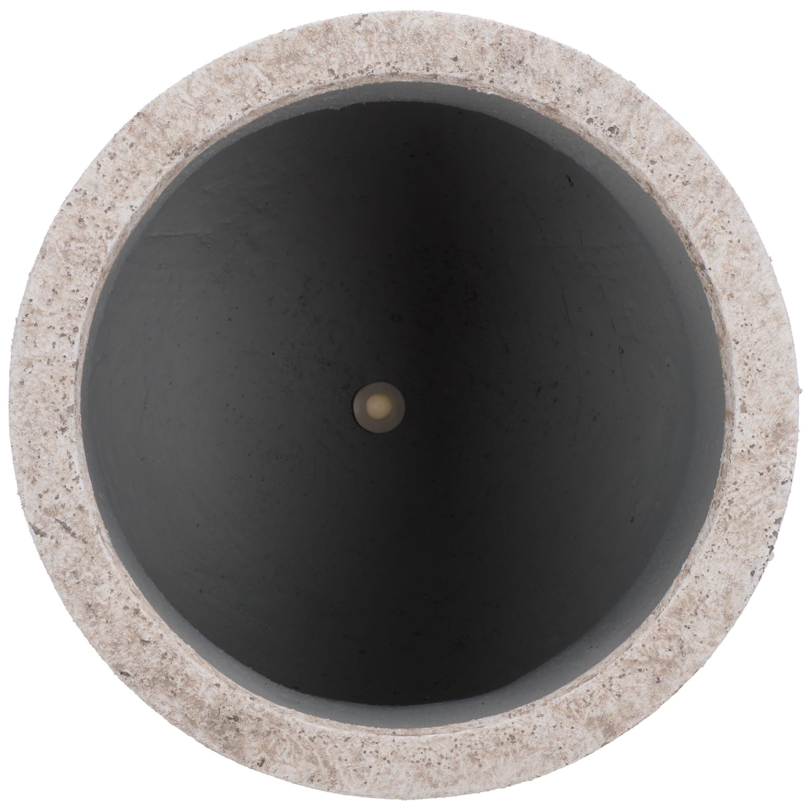 Weathered white rim circles a deep gray interior with a small central opening || PAT1547B || top_studio