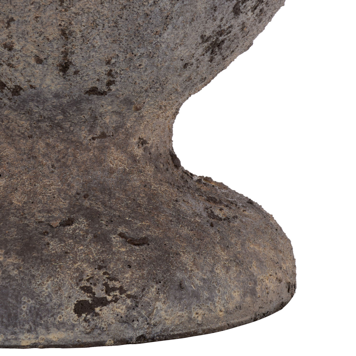 A narrow neck sweeps into the broad, flared base beneath the stone-textured planter bowl. || PAT1549A || leg_studio