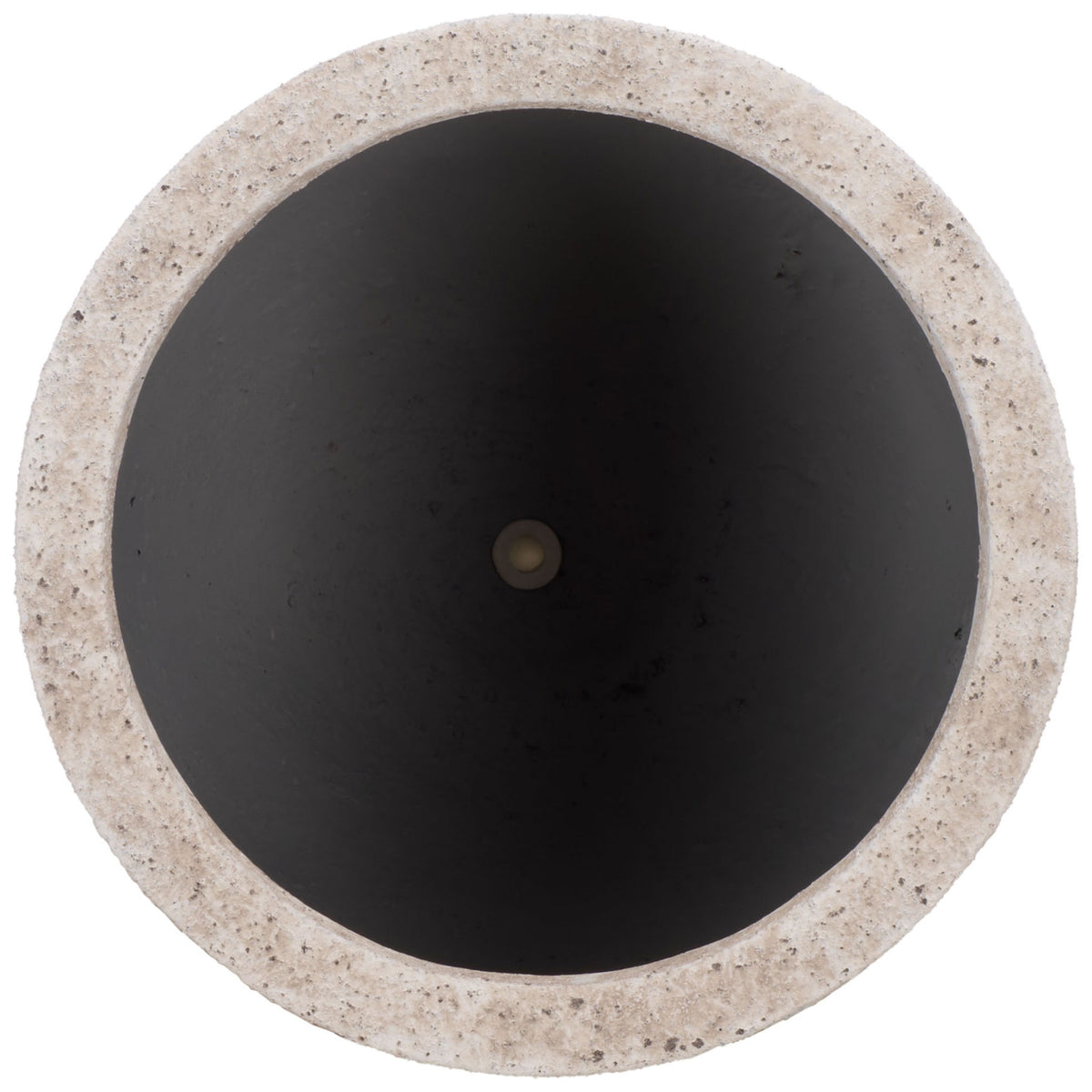 A wide antique white rim encircles the planting space within this rounded urn planter. || PAT1549B || top_studio