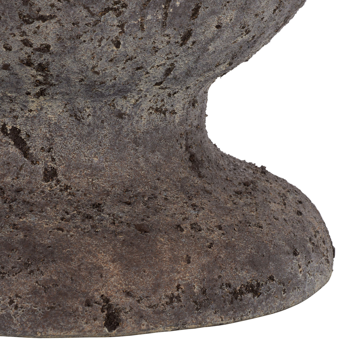 The large planter's sculpted neck meets a wide foot with rough, mottled brown texture. || PAT1550A || leg_studio