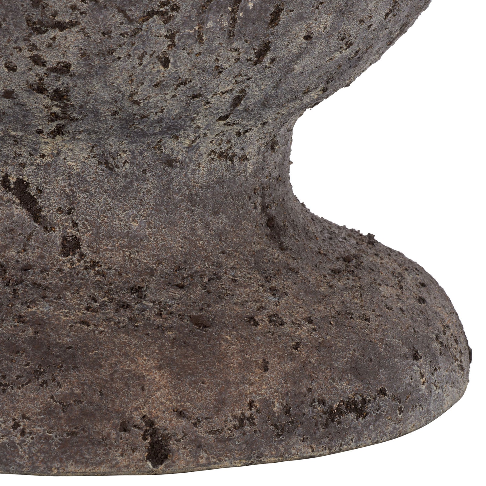 The large planter's sculpted neck meets a wide foot with rough, mottled brown texture. || PAT1550A || leg_studio