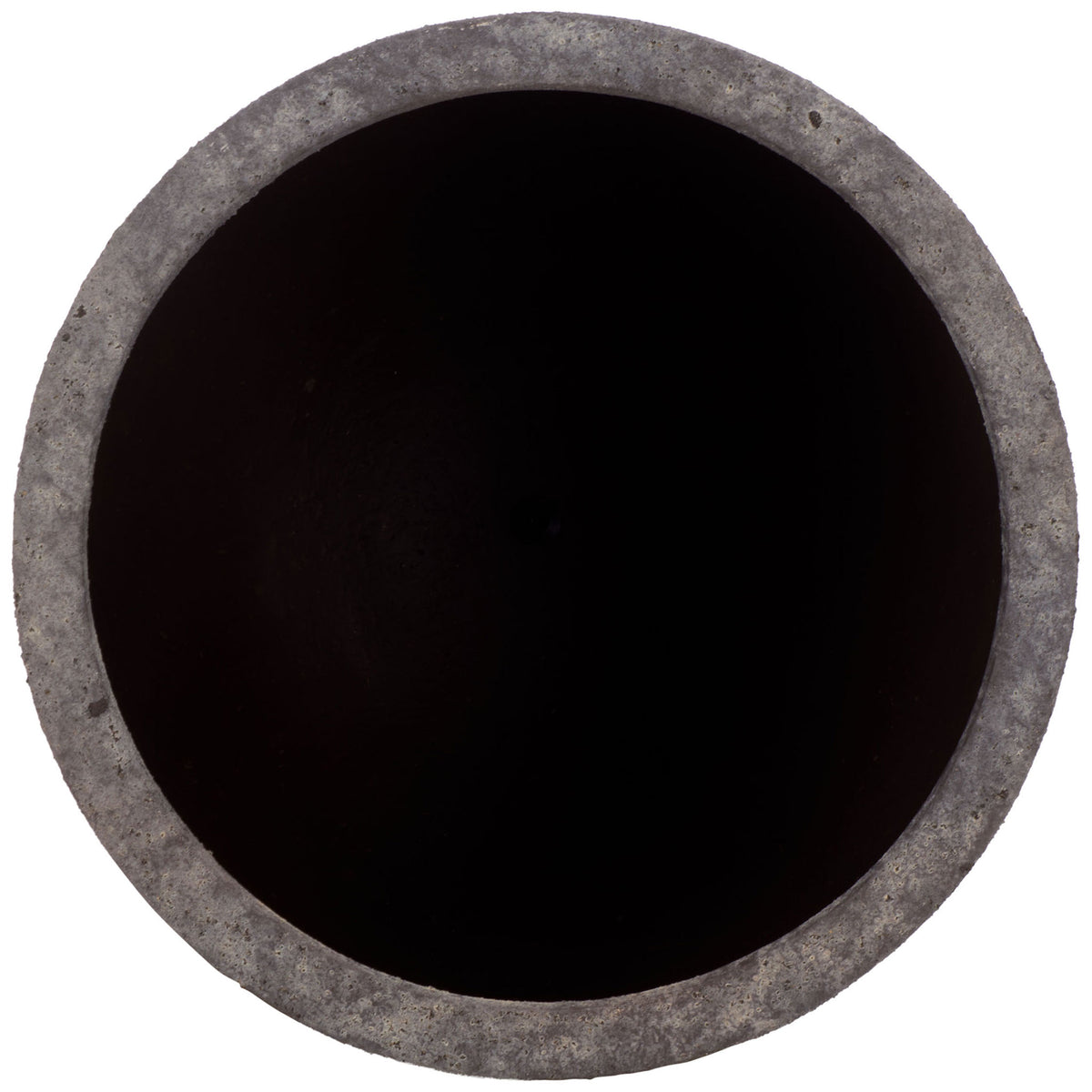 A substantial antique brown rim surrounds the large planter's wide circular opening. || PAT1550A || top_studio