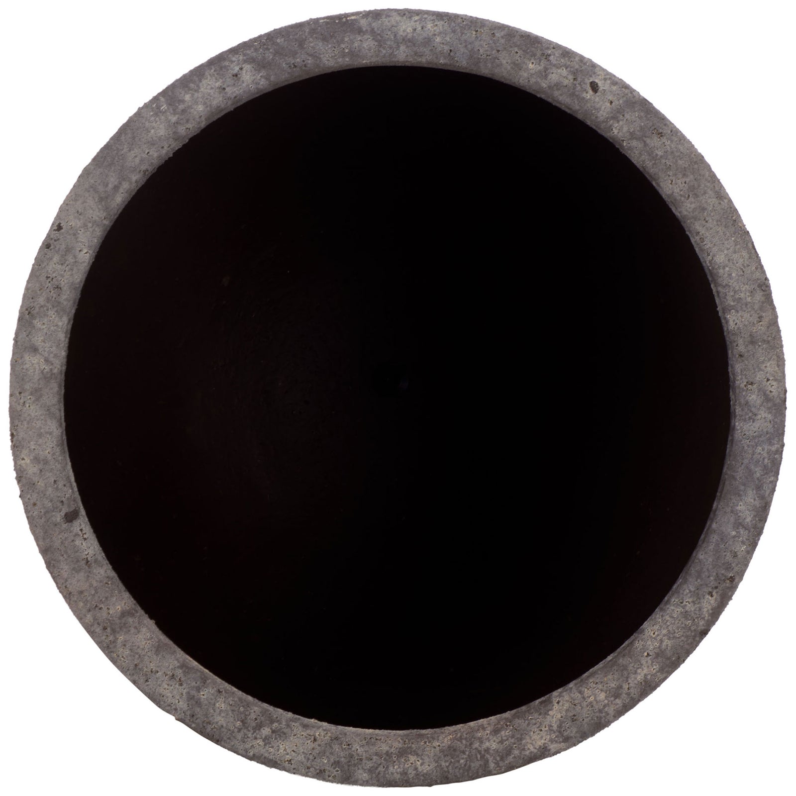 A substantial antique brown rim surrounds the large planter's wide circular opening. || PAT1550A || top_studio