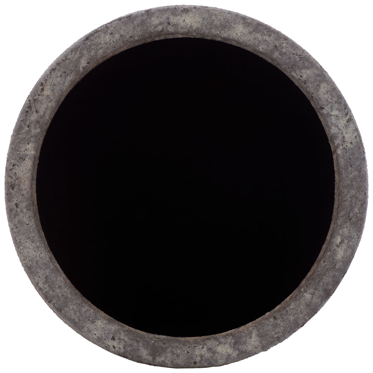The large planter's wide circular opening is framed by a substantial, mottled brown rim. || PAT1552A || top_studio