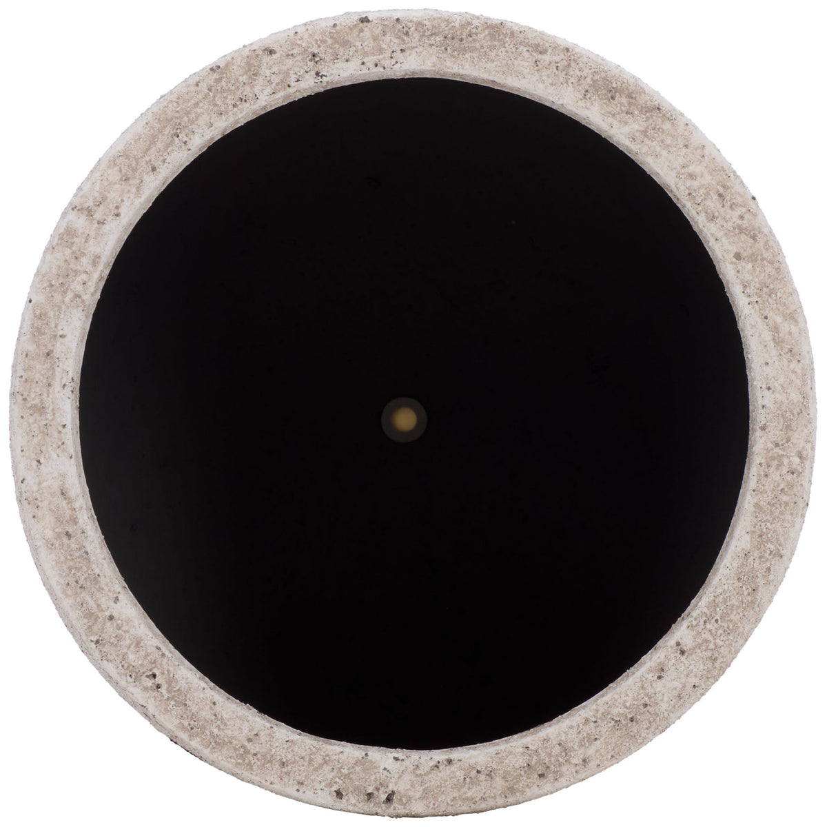The large planter's generous round opening is edged by a sturdy, weathered white rim. || PAT1552B || top_studio