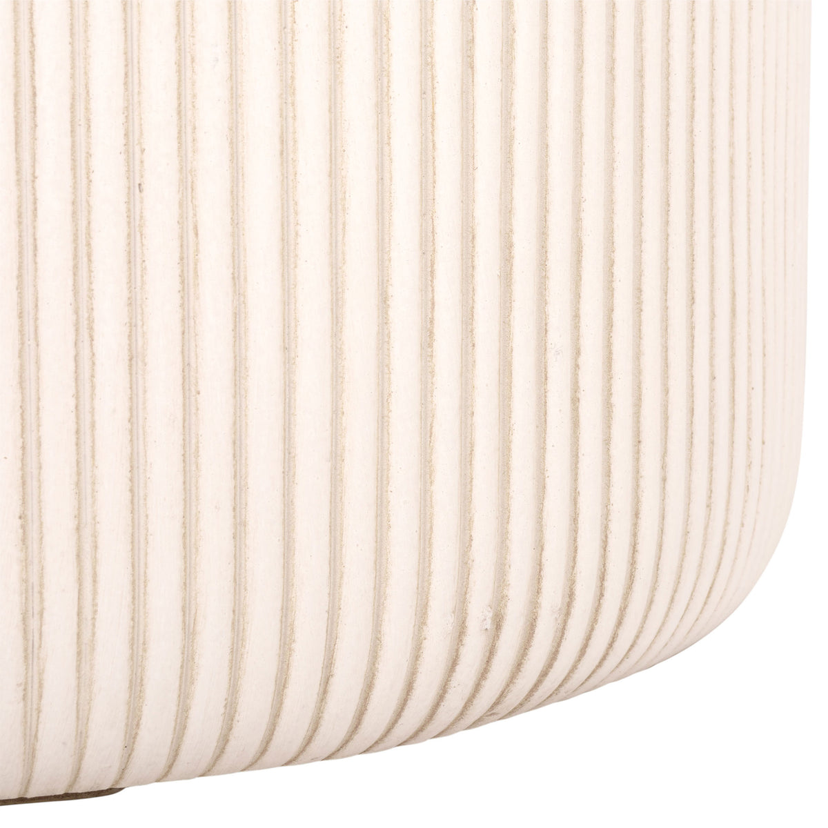 Slim vertical ridges sweep into the softly rounded base of the beige planter. || PAT4600B-SET3 || leg_studio
