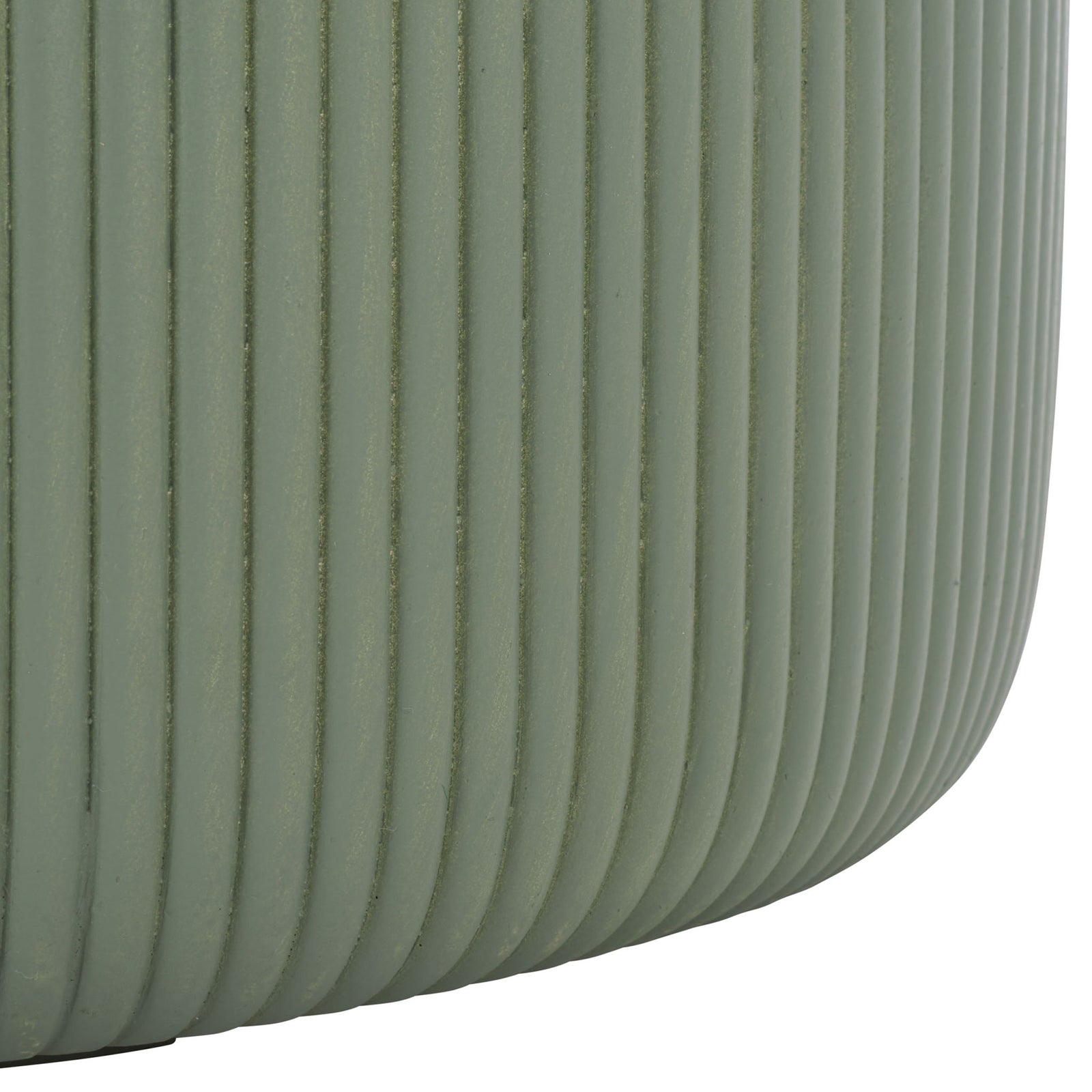 Vertical ribbing follows the green planter into a smoothly rounded bottom edge. || PAT4600C-SET3 || leg_studio