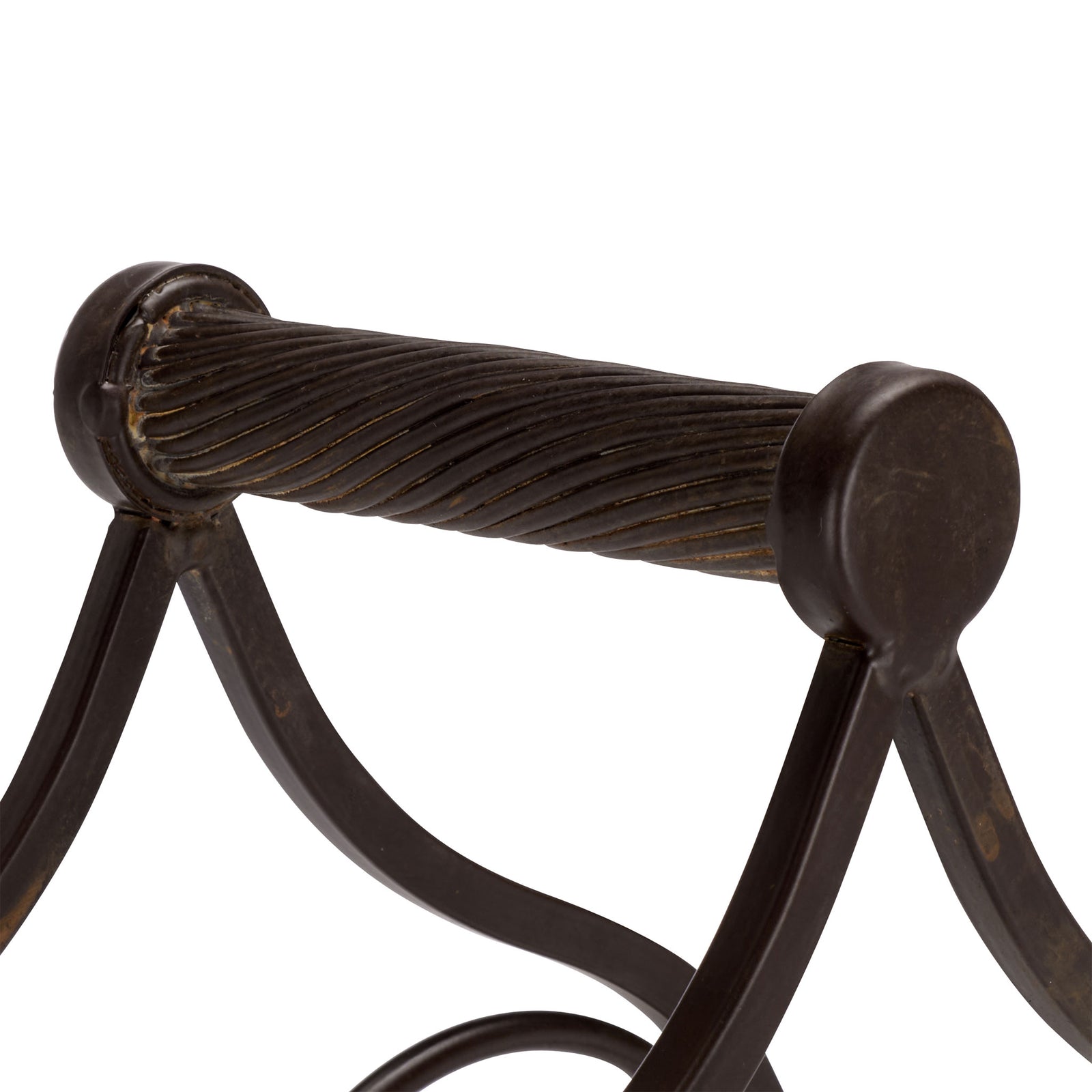 A ribbed brown iron handle adds a textured grip and rustic character. || PAT5041B || handle_studio