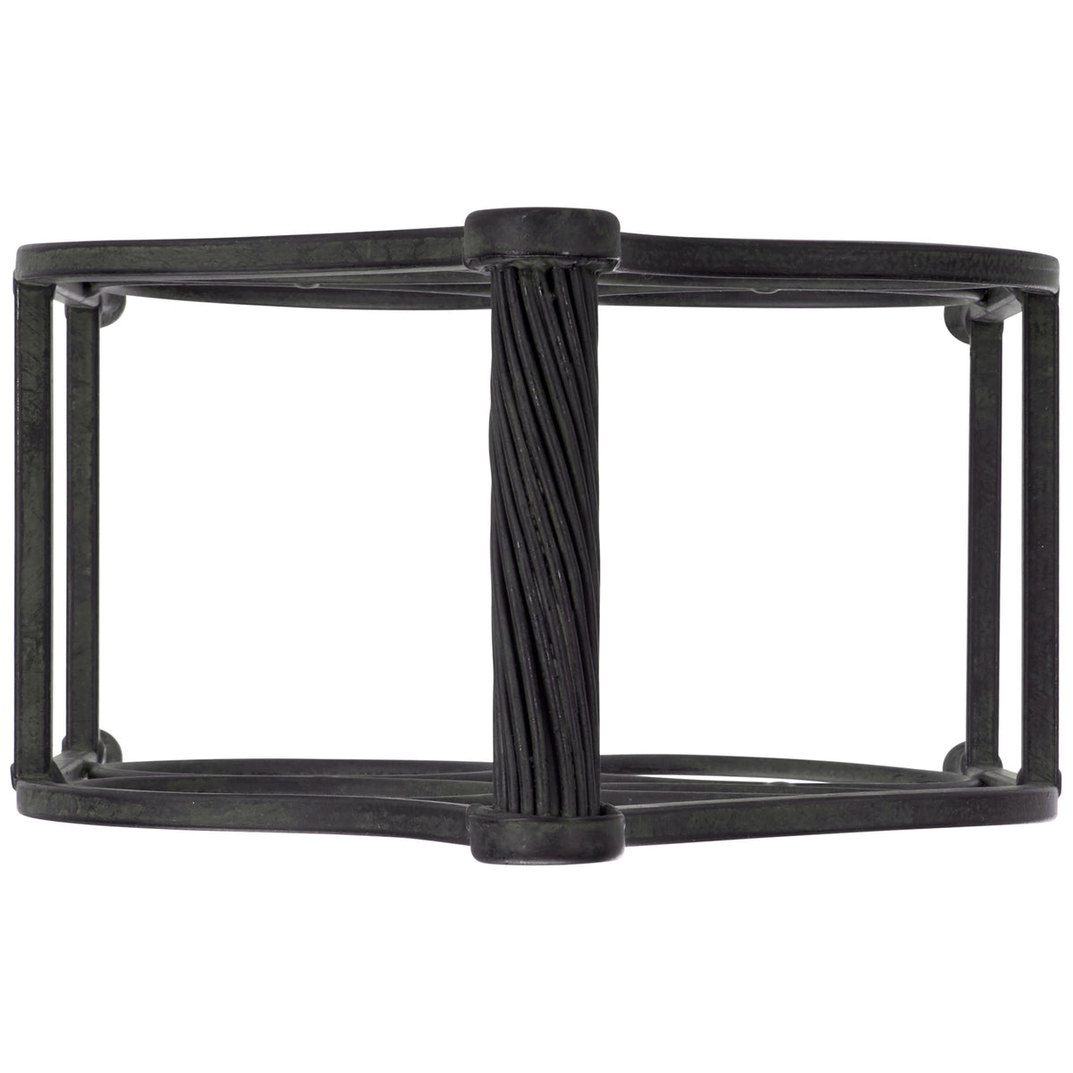 A textured black iron handle connects the rack's streamlined curved sides. || PAT5041E || top_studio