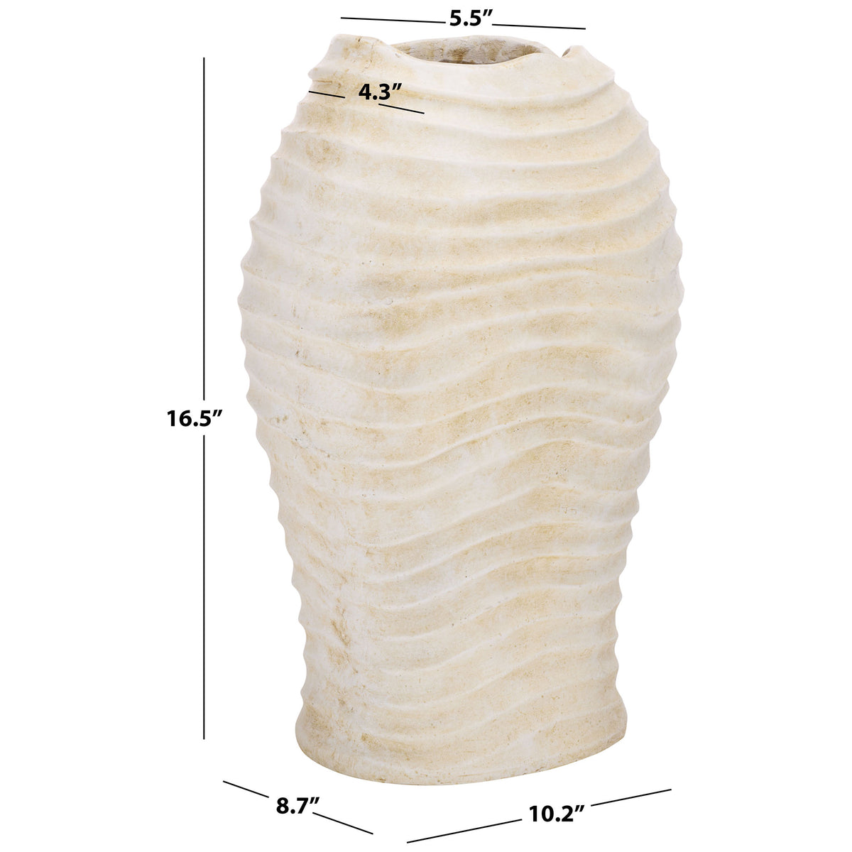 Off-white planter measures 16.5 inches tall, 10.2 inches wide, and 8.7 inches deep || PAT5043A || dimension_studio