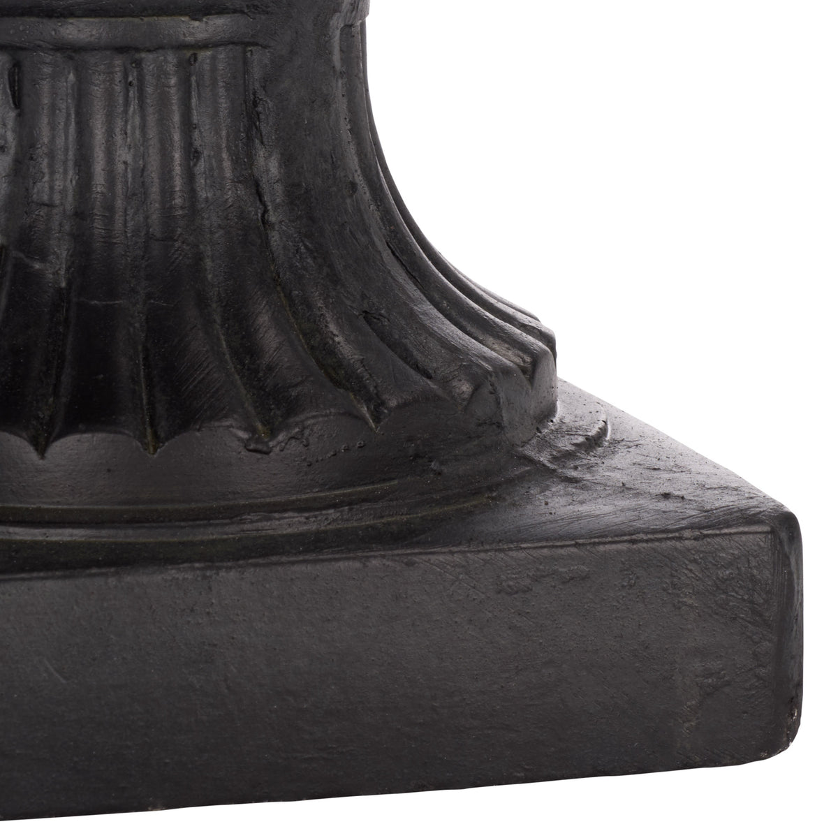 A ribbed black pedestal meets the planter's square base, adding classical character. || PAT5045E || leg_studio