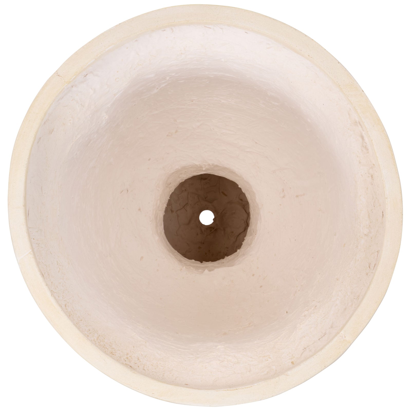 A roomy off-white planting bowl has a smooth rounded rim and a central drainage hole || PAT5046A || top_studio