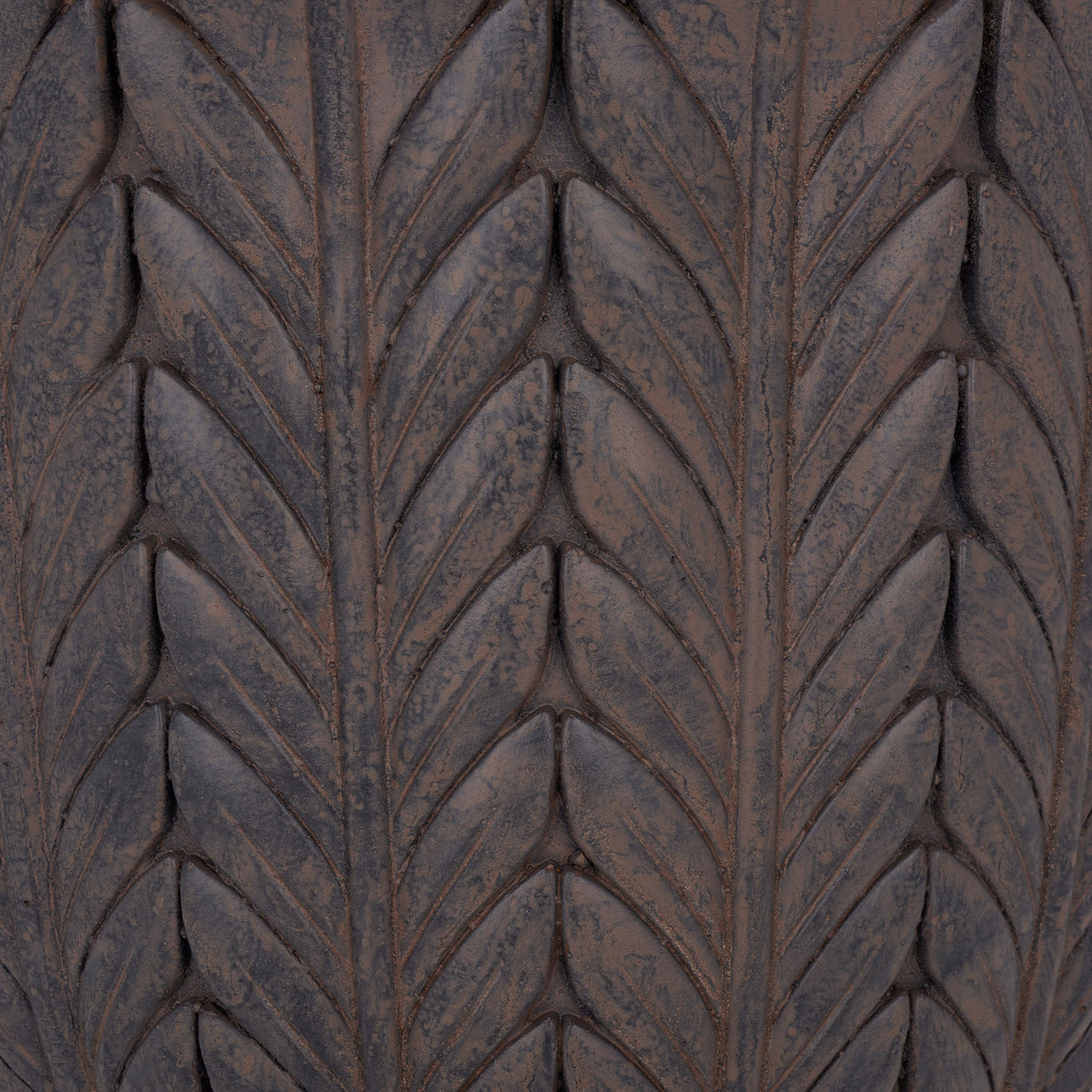 Earthy brown tones settle into the grooves of raised botanical leaves || PAT5046B || swatch_studio