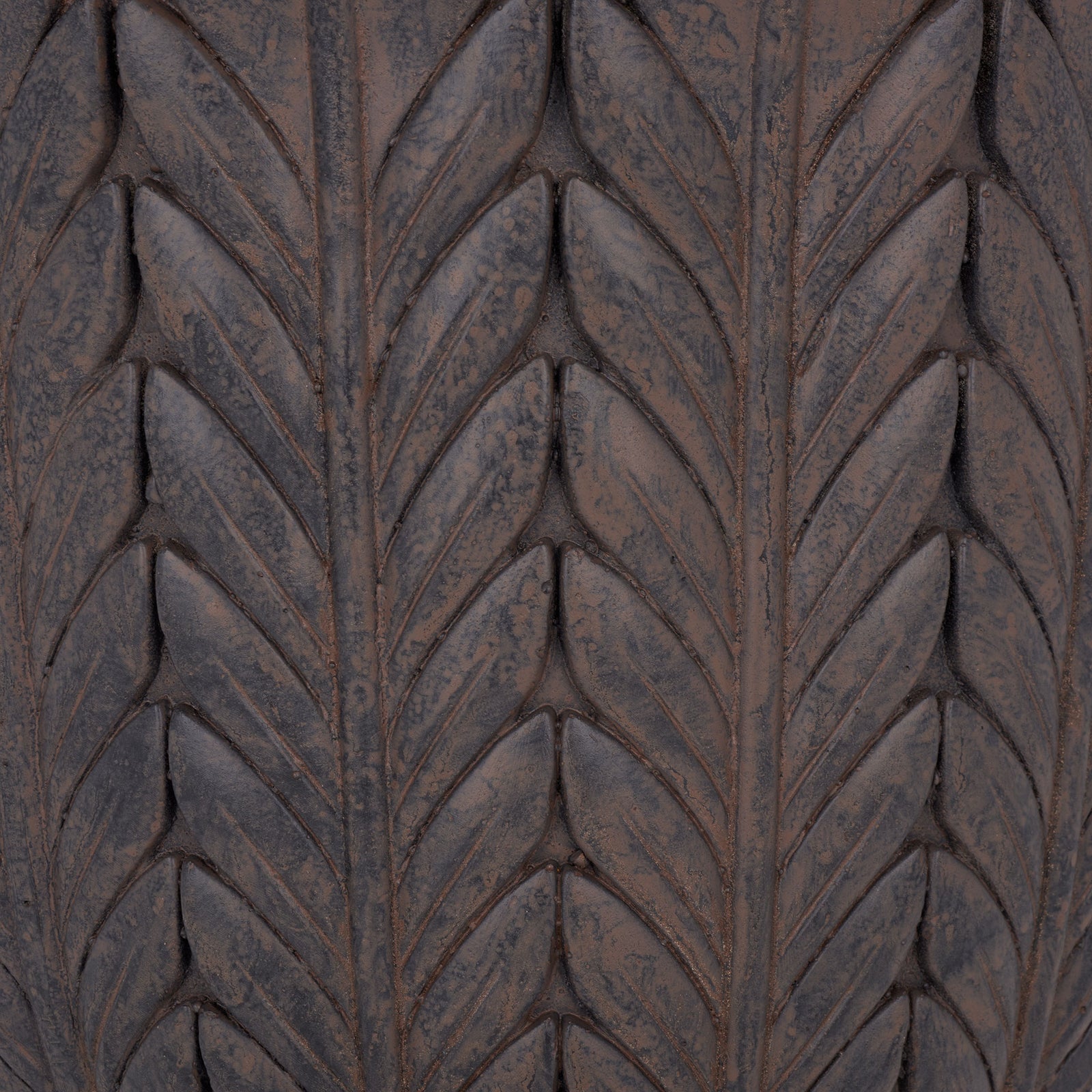 Earthy brown tones settle into the grooves of raised botanical leaves || PAT5046B || swatch_studio