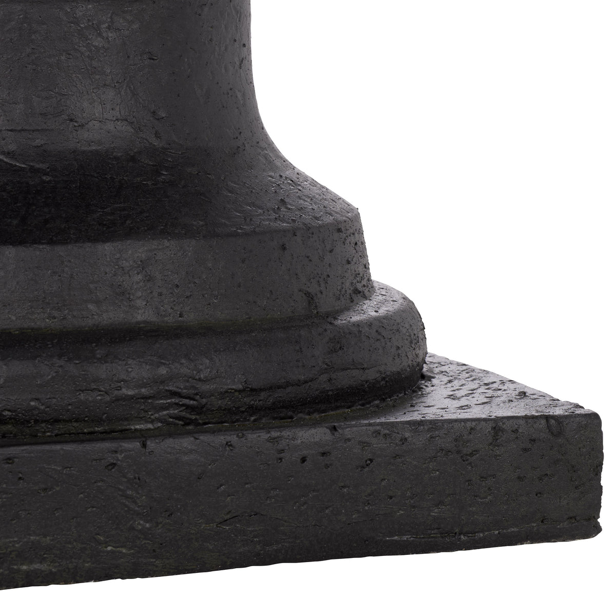 Stepped pedestal and square base feature a textured black finish || PAT5047E || leg_studio