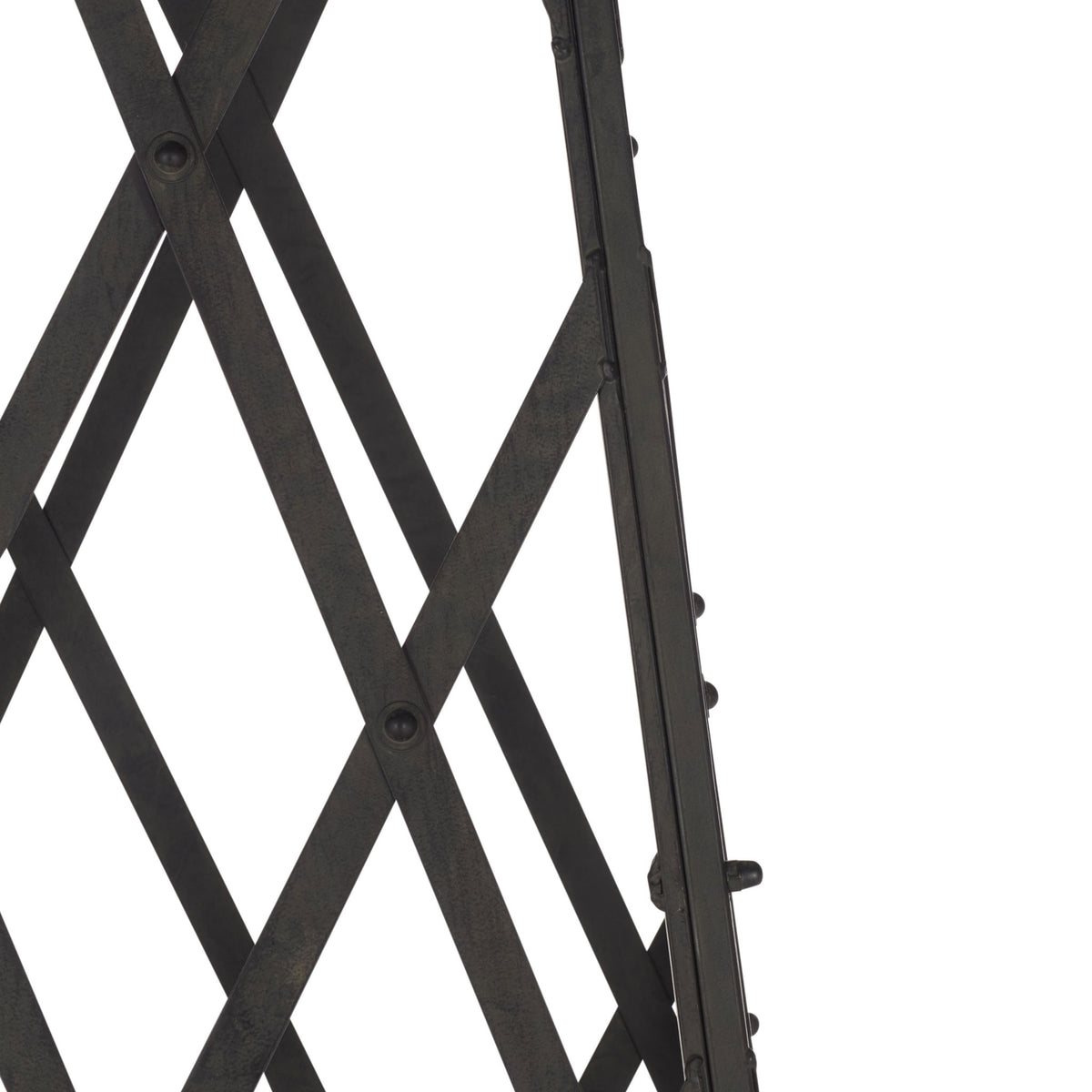 Black iron strips cross in a diamond pattern to give climbing plants graceful support. || PAT5048E || detail_studio