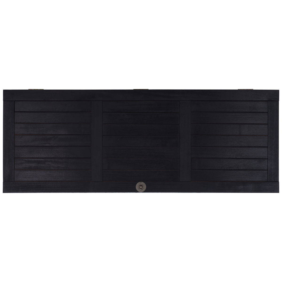 Slatted black wood lid features a discreet recessed ring pull for easy opening || PAT7038D || top_studio