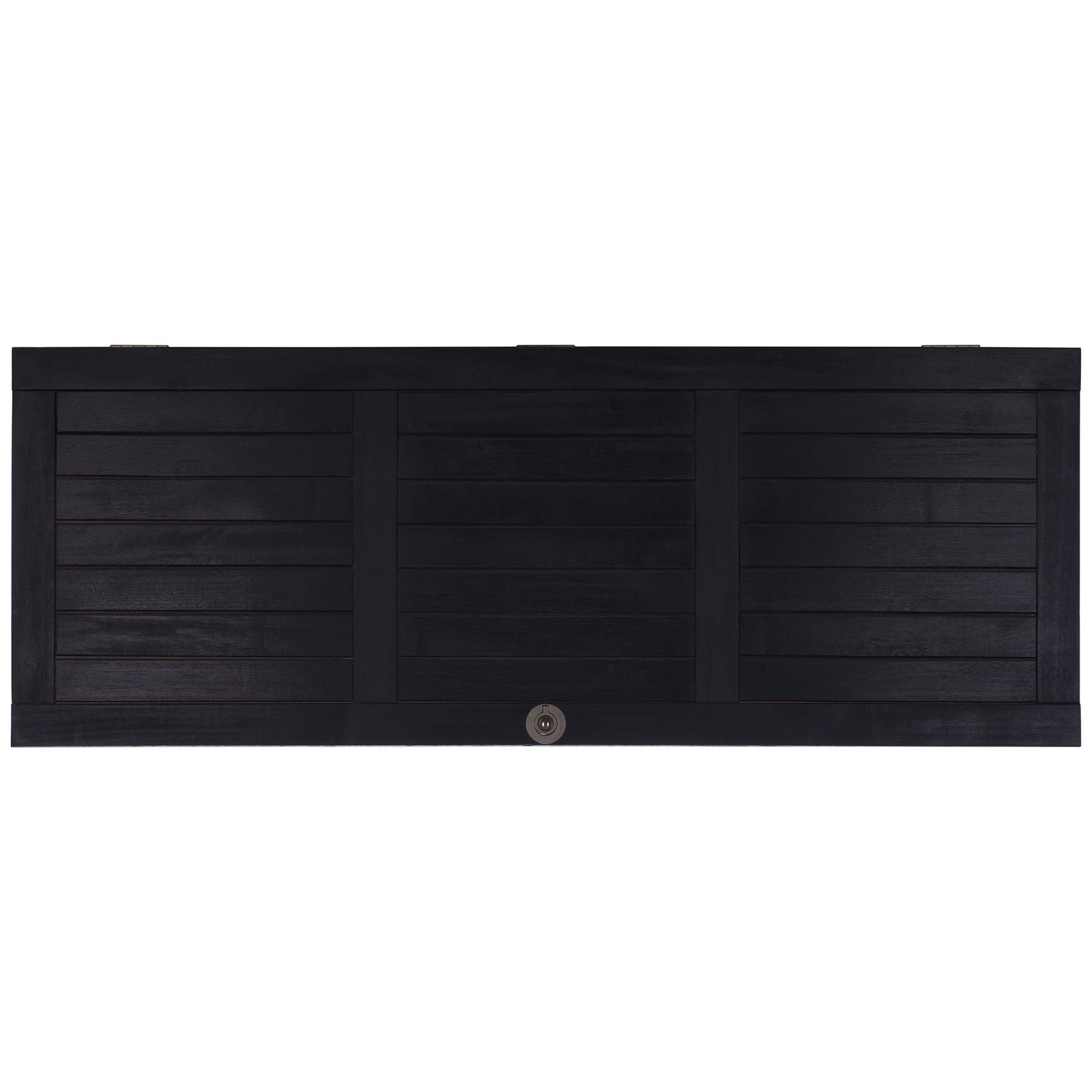 Slatted black wood lid features a discreet recessed ring pull for easy opening || PAT7038D || top_studio