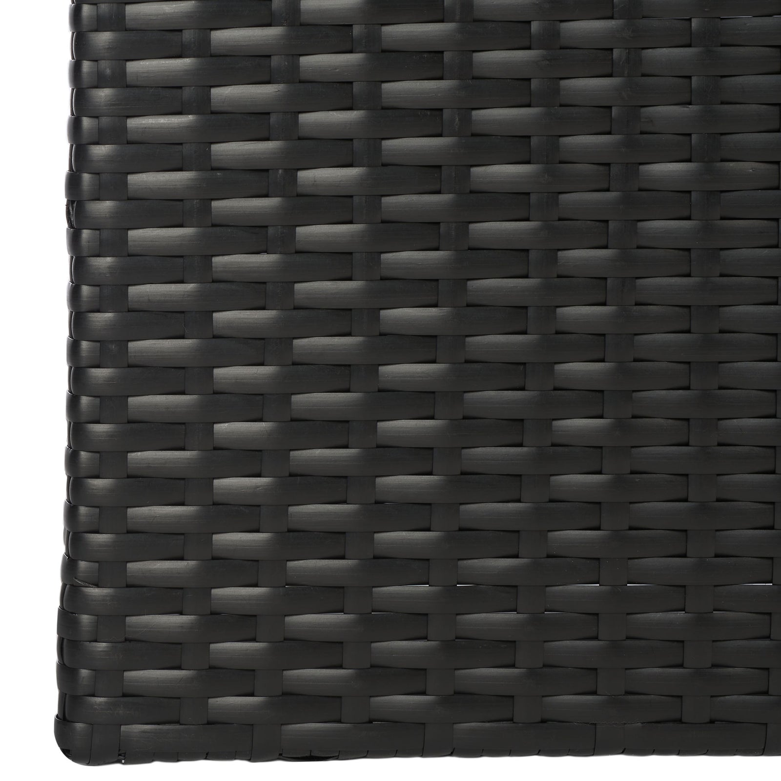 Woven black wicker extends to the planter's sturdy lower edge. || PAT7705A || leg_studio