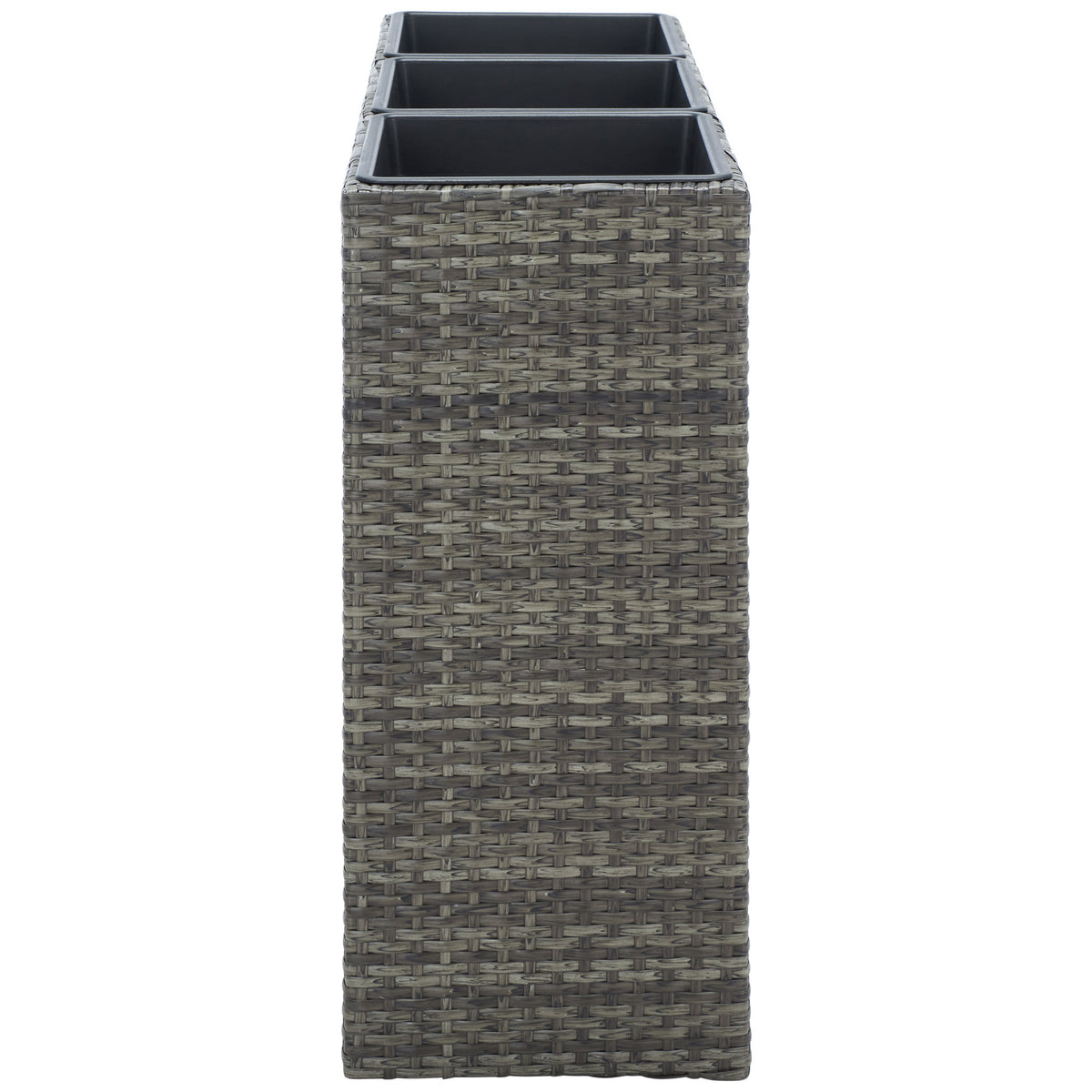The narrow gray-brown wicker frame makes three planting spaces easy to fit outdoors. || PAT7705C || side_studio