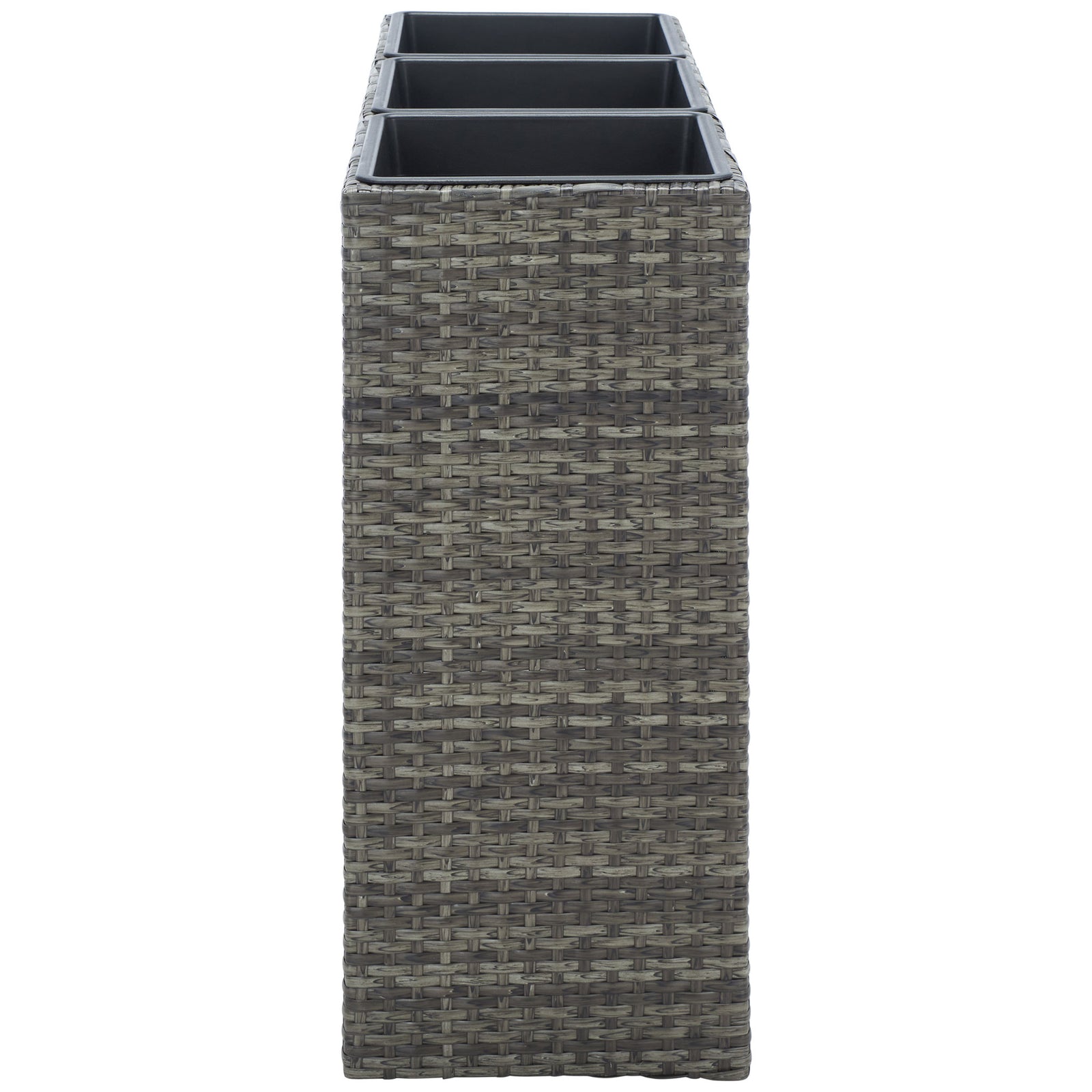 The narrow gray-brown wicker frame makes three planting spaces easy to fit outdoors. || PAT7705C || side_studio
