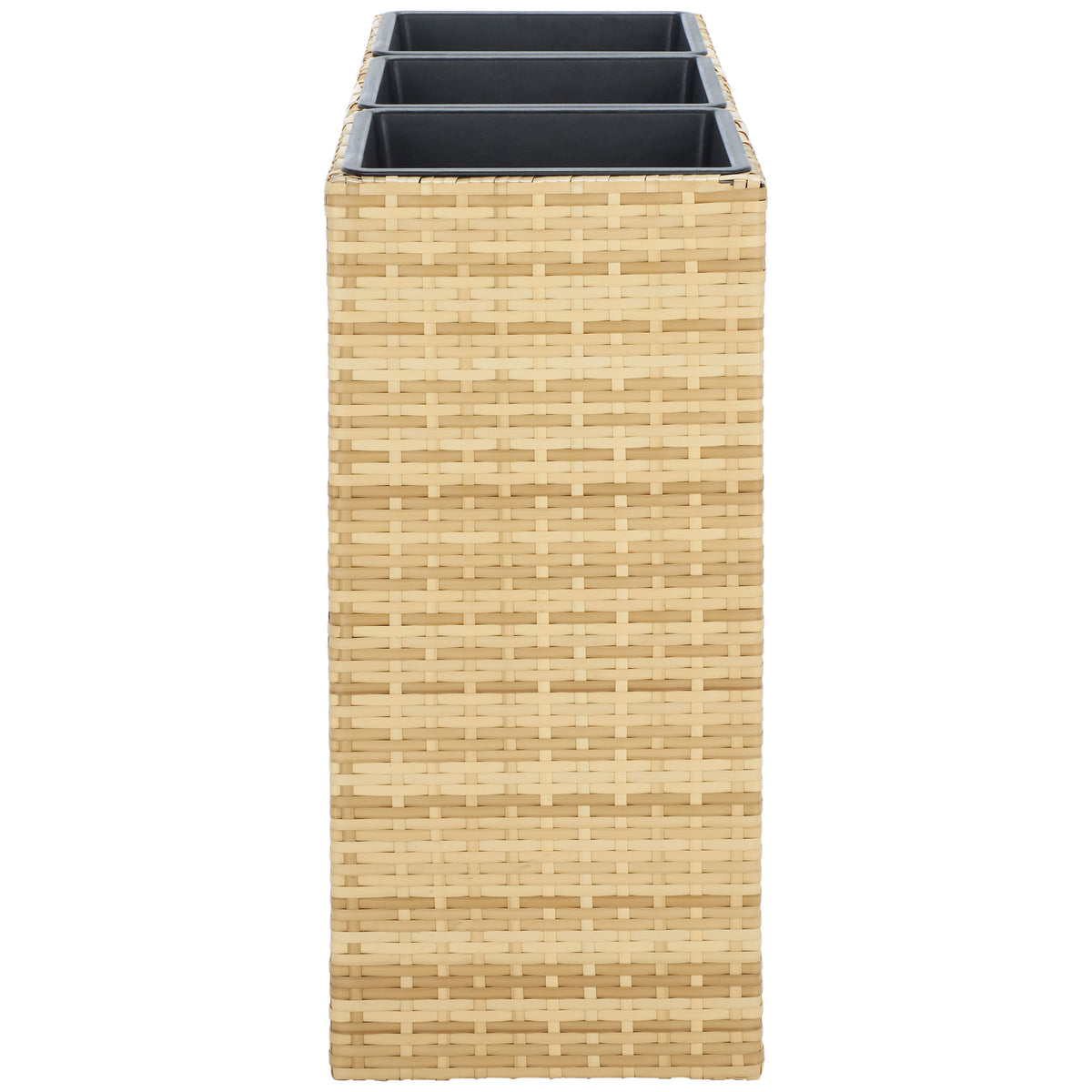 The narrow natural-toned wicker frame brings planting space to compact patios. || PAT7705D || side_studio