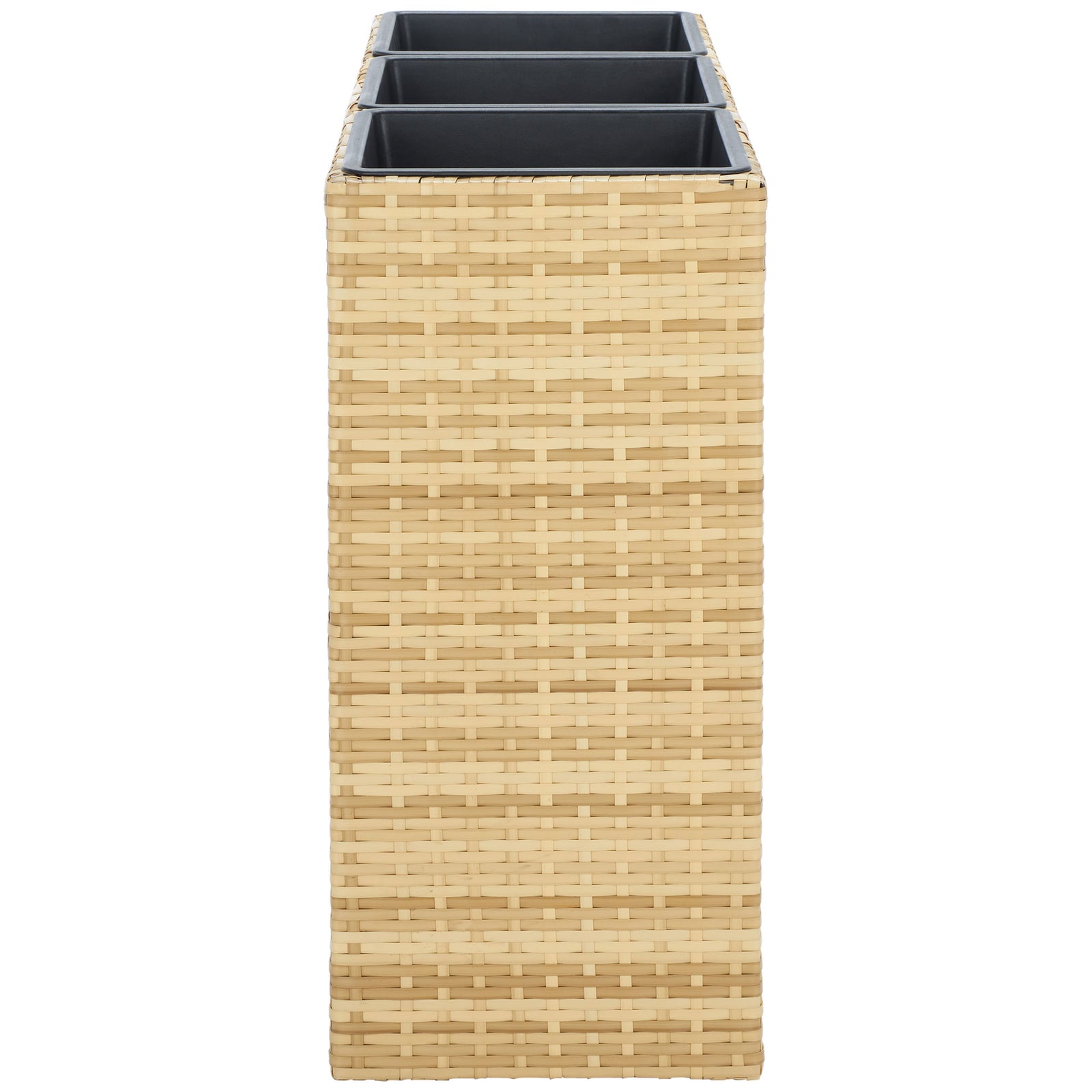 The narrow natural-toned wicker frame brings planting space to compact patios. || PAT7705D || side_studio