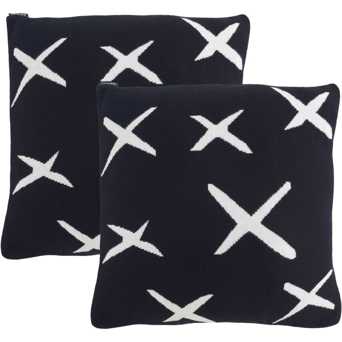 Black pillows with crisp white X pattern for a bold, modern accent. || PLS404A-1818-SET2 || front_multi_studio