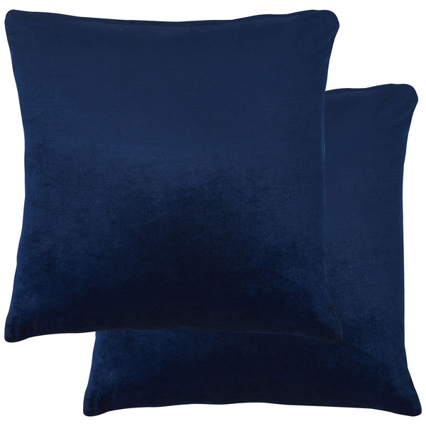 Two deep navy square pillows pair plush silhouettes with a subtle, velvety sheen. || PLS500C-1818-SET2 || front_multi_studio