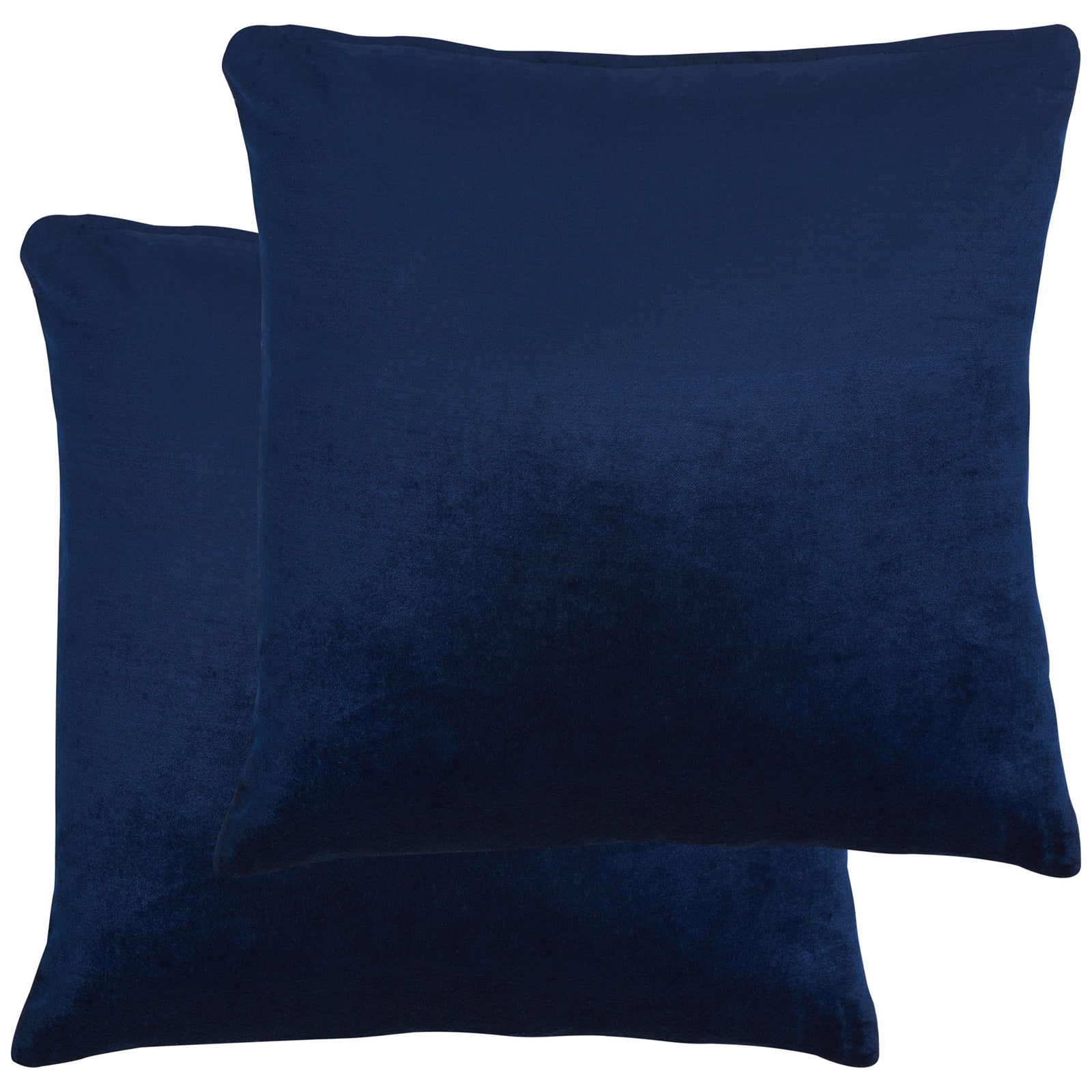 A pair of 22-inch navy pillows shows rich color and an understated sheen. || PLS500C-2222-SET2 || front_multi_studio