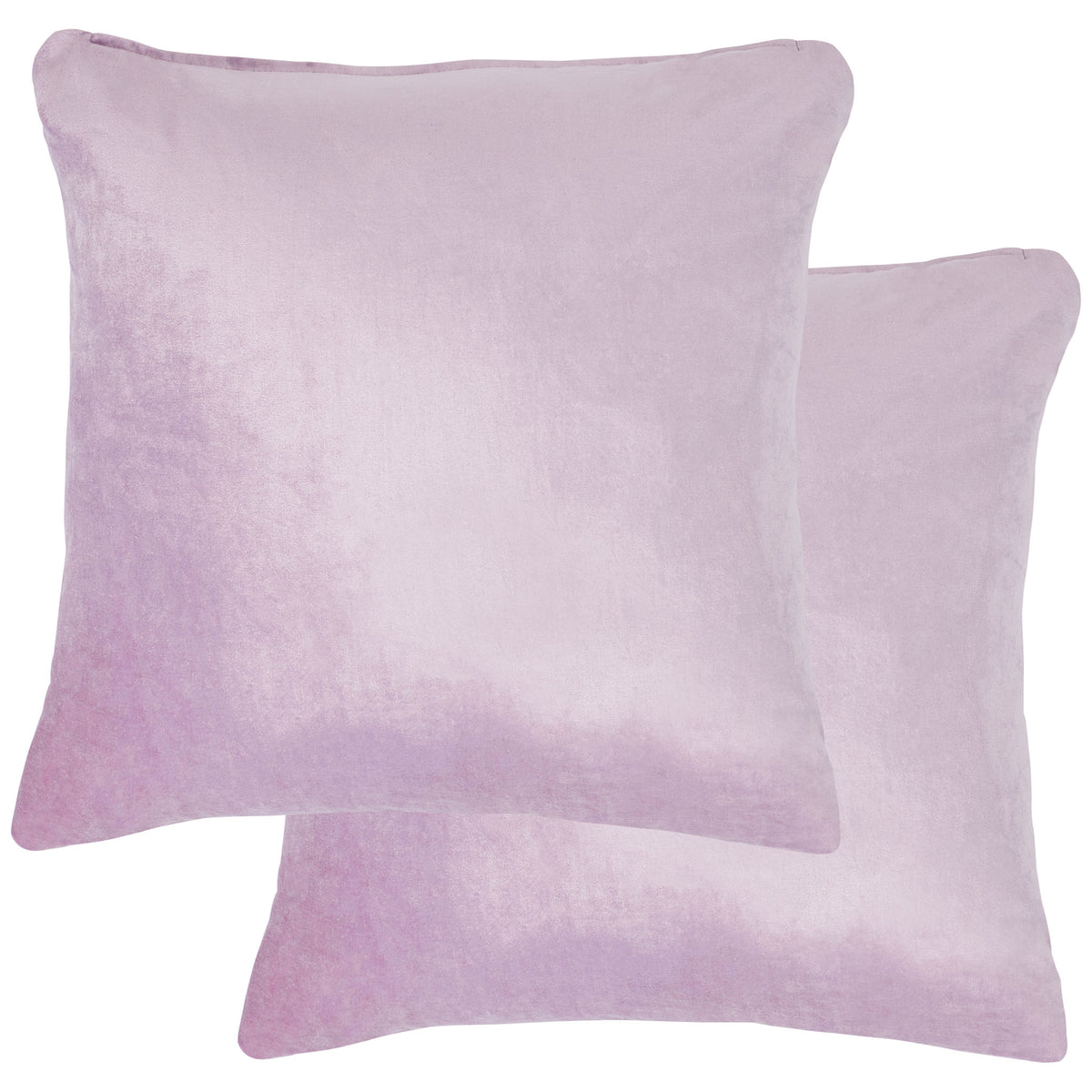 A pair of lavender pillows shows softly shaded fabric and plump square forms. || PLS500D-1818-SET2 || back_multi_studio
