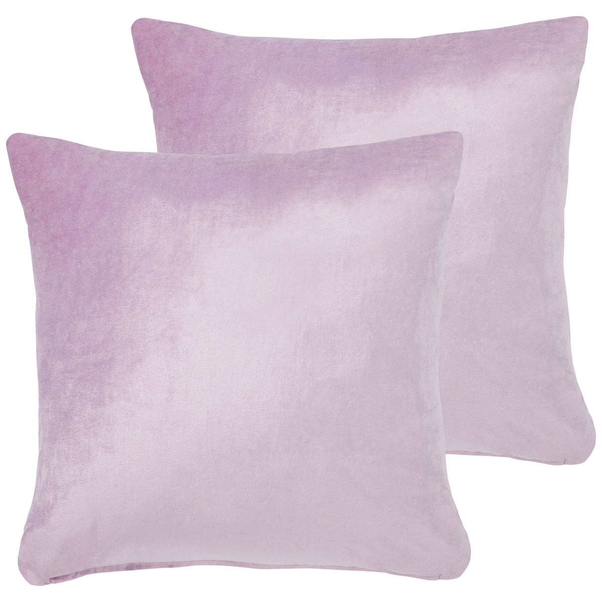 Two lavender square pillows blend soft lilac tones with a gentle, light-catching sheen. || PLS500D-1818-SET2 || front_multi_studio