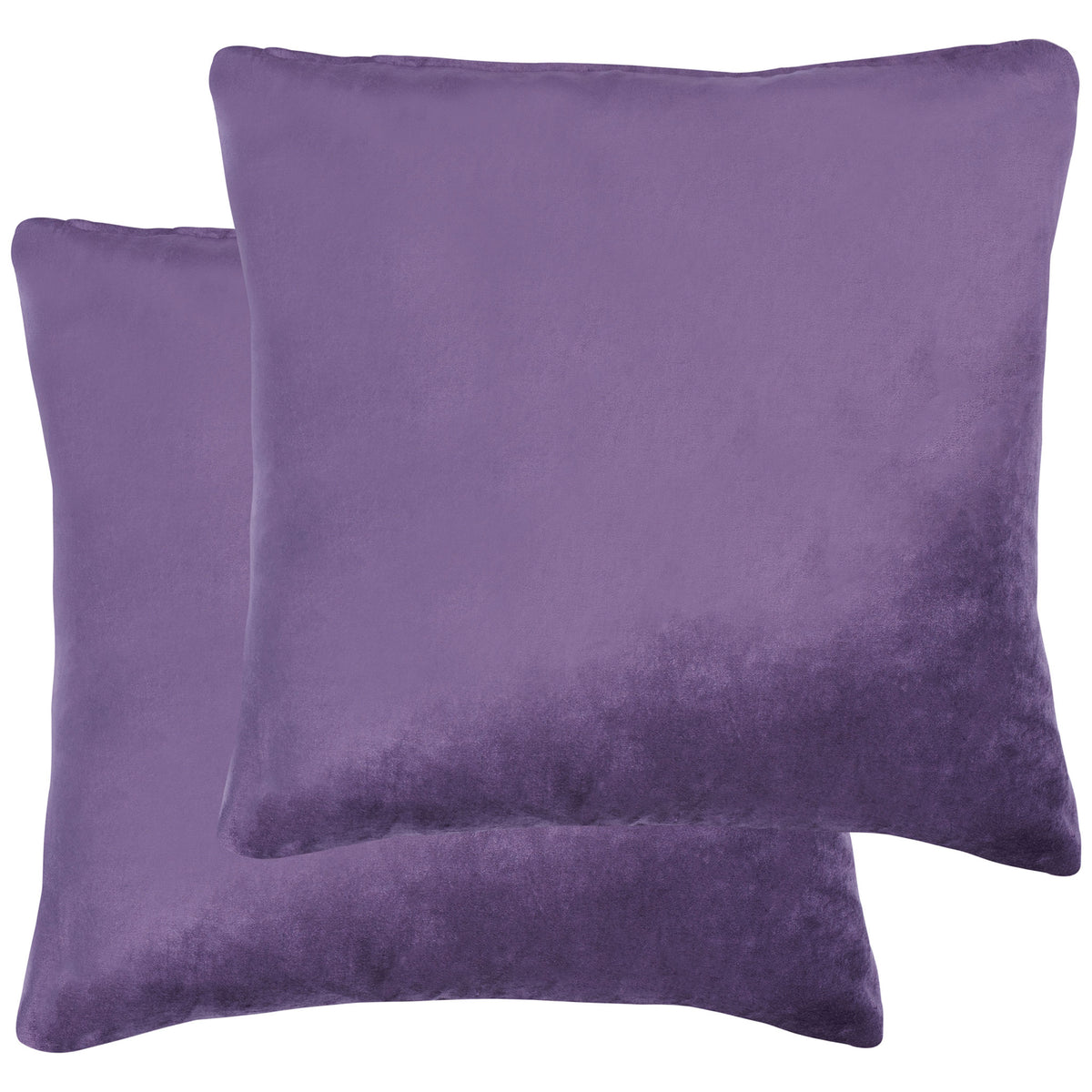 A pair of purple pillows features a soft sheen and deeper color along the lower edges. || PLS500E-1818-SET2 || back_multi_studio