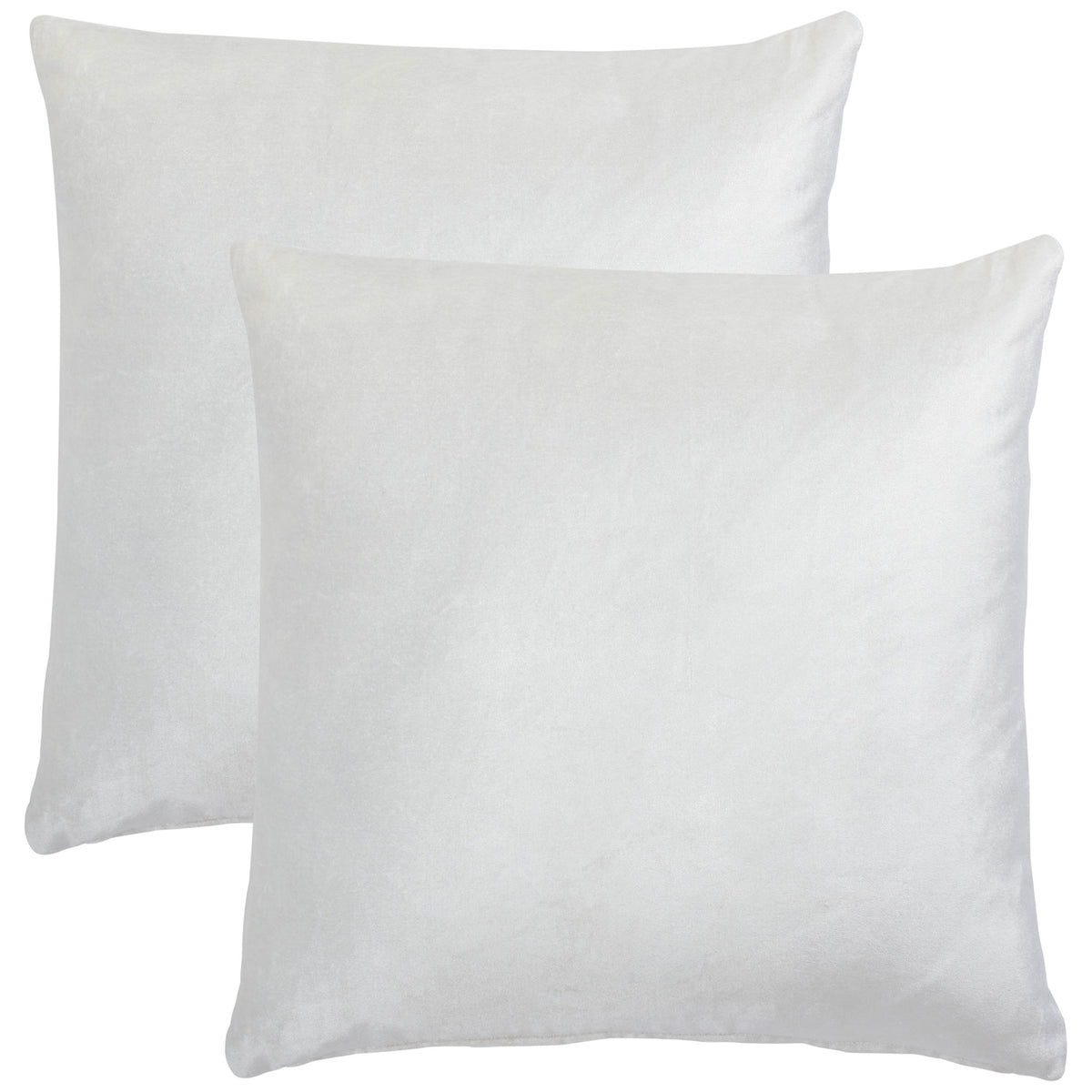 Two 18-inch ivory pillows offer softly luminous fabric and cozy square silhouettes || PLS503A-1818-SET2 || front_multi_studio