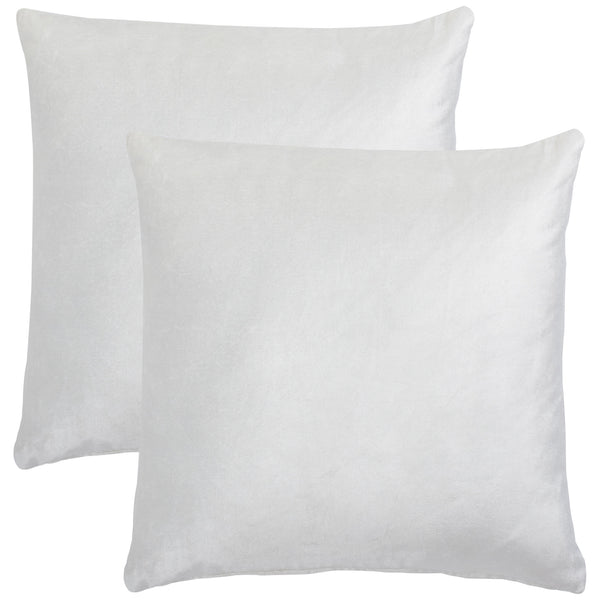 A pair of 22-inch ivory pillows blends a gentle sheen with versatile neutral color || PLS503A-2222-SET2 || front_multi_studio