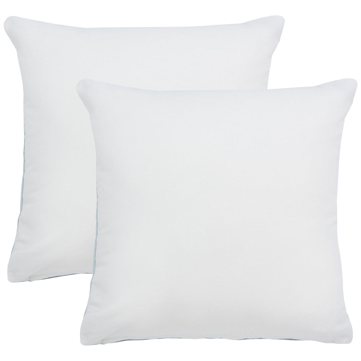 Smooth white cotton backs give this pair of aqua pillows a clean, versatile finish || PLS503B-1818-SET2 || back_multi_studio