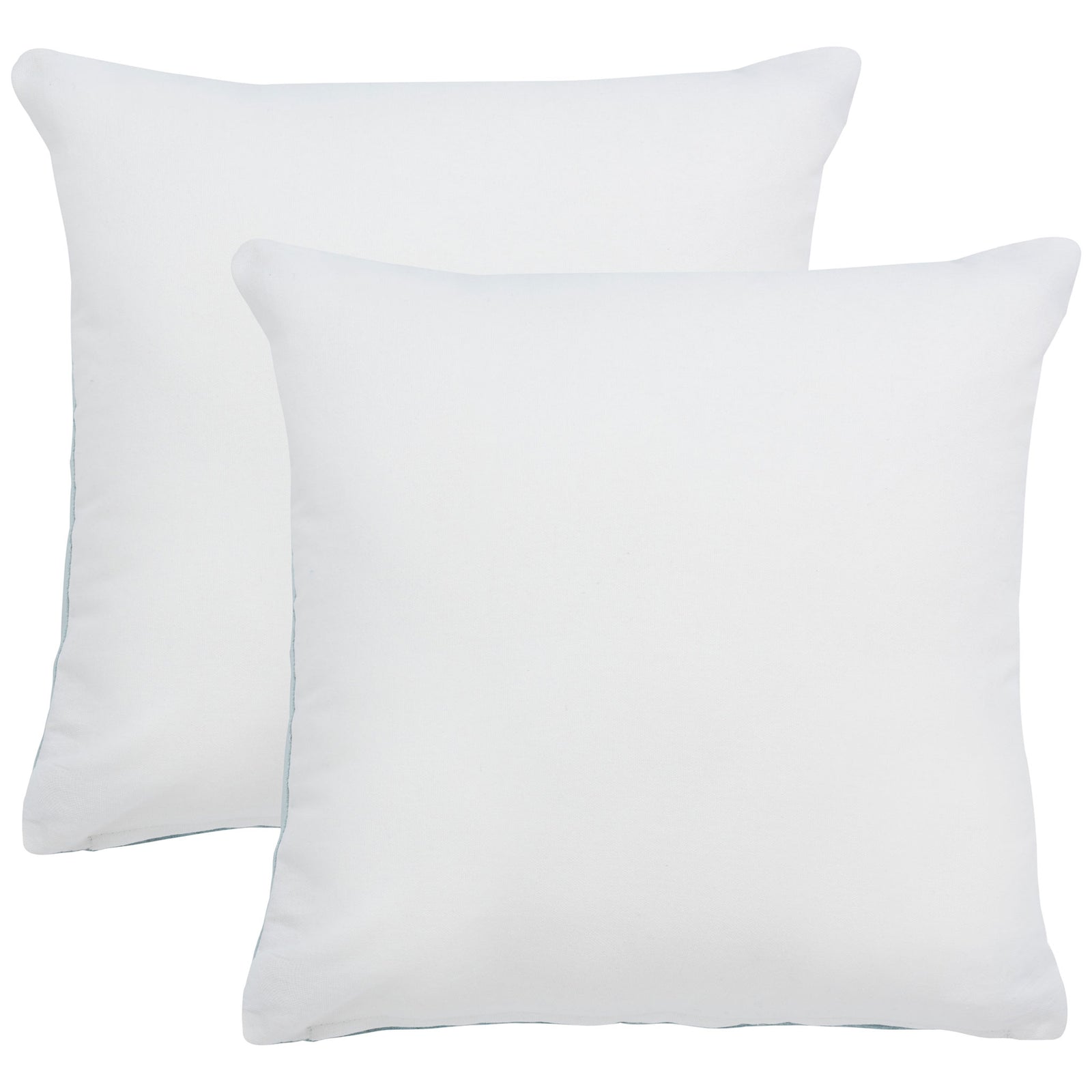 Smooth white cotton backs give this pair of aqua pillows a clean, versatile finish || PLS503B-1818-SET2 || back_multi_studio