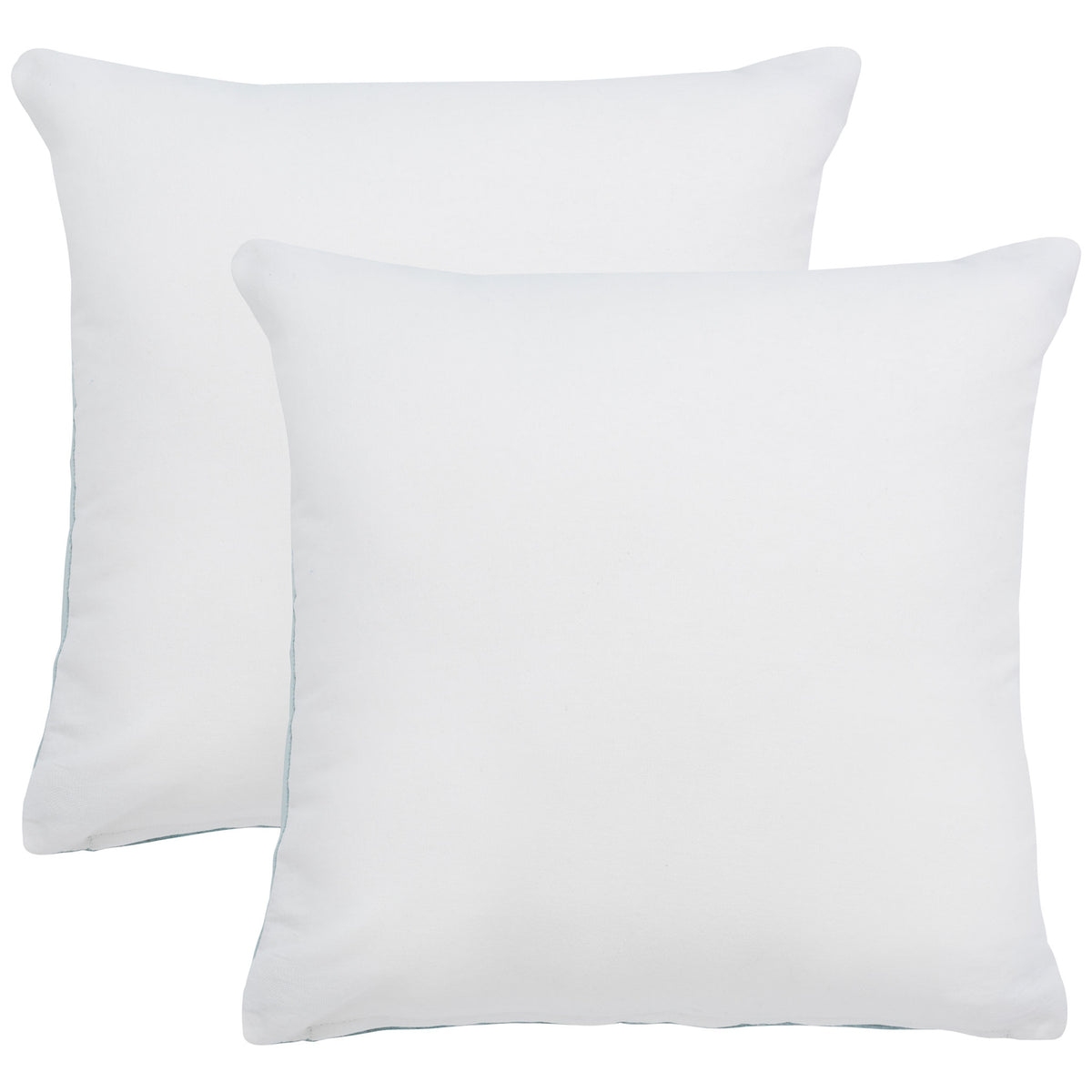 Two aqua pillows reverse to crisp white cotton backs with gently rounded corners || PLS503B-2222-SET2 || back_multi_studio