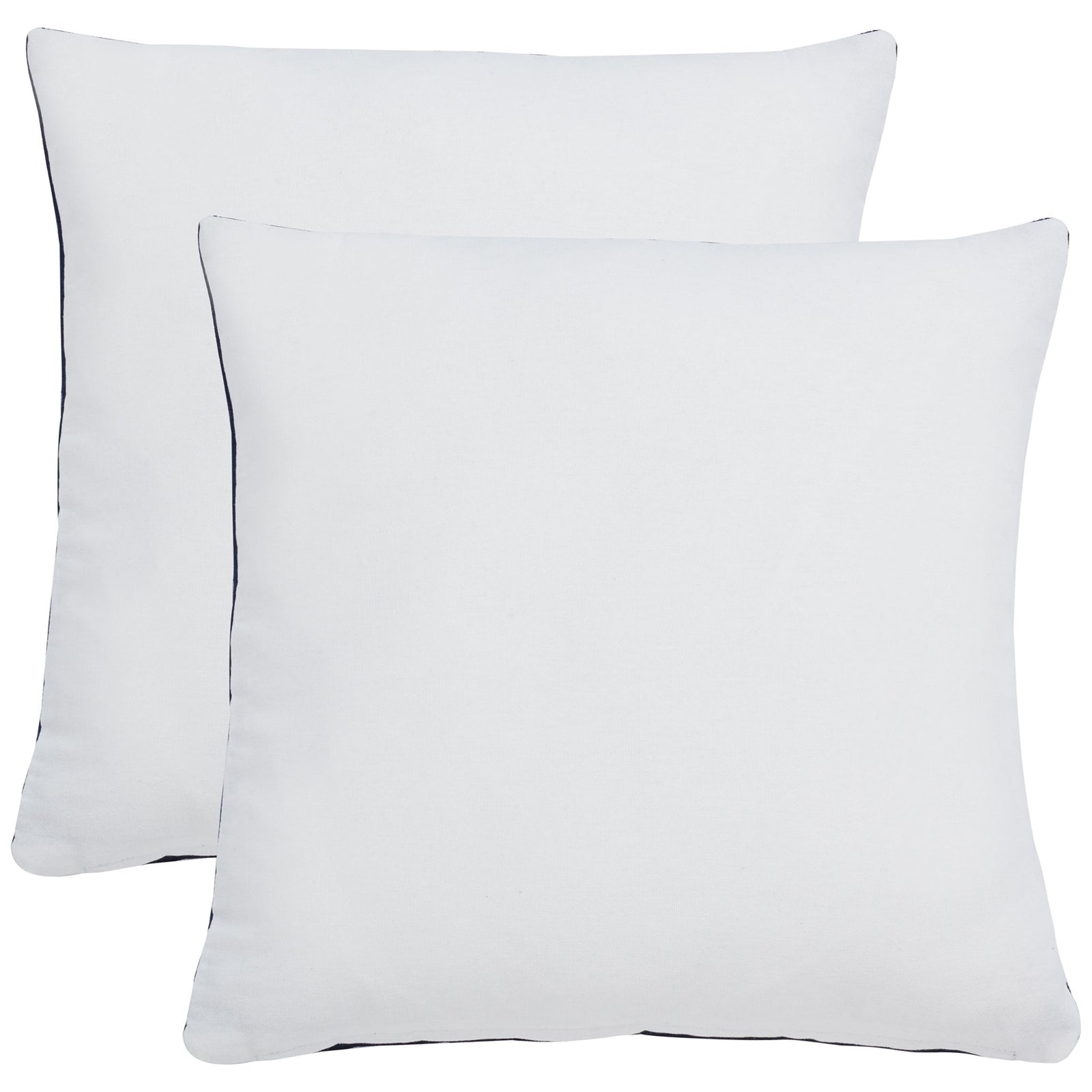 Two navy pillows reveal smooth white cotton backs edged with deep blue fabric || PLS503C-2222-SET2 || back_multi_studio
