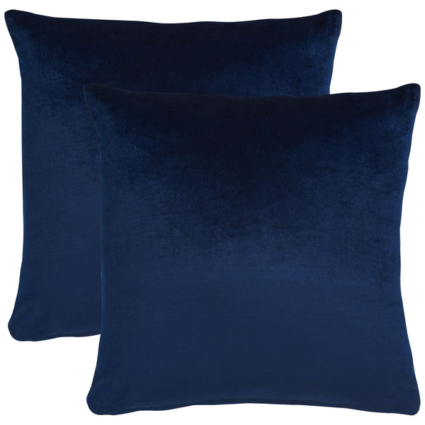A pair of 22-inch navy pillows adds rich color and velvety depth to a sofa or bed || PLS503C-2222-SET2 || front_multi_studio