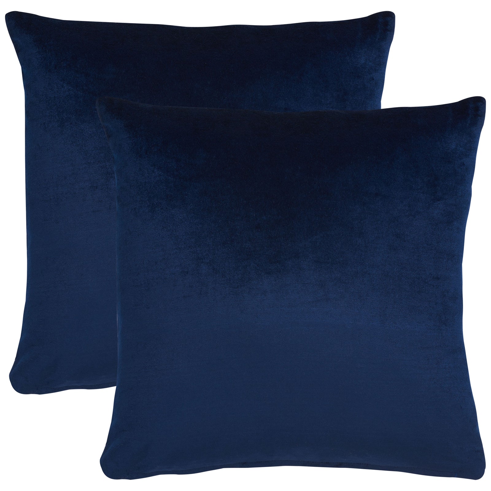 A pair of 22-inch navy pillows adds rich color and velvety depth to a sofa or bed || PLS503C-2222-SET2 || front_multi_studio