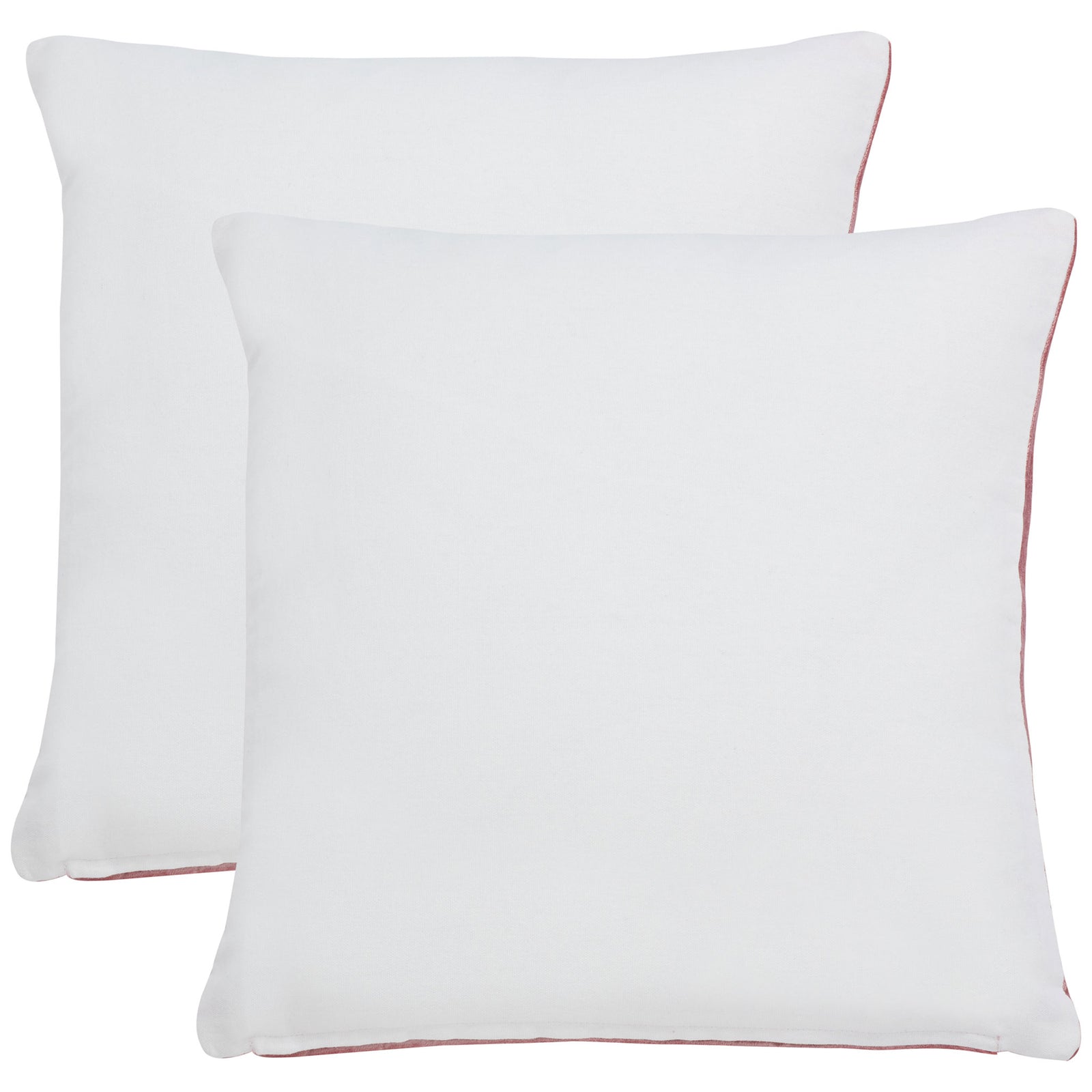 White cotton backs give these pink pillows a fresh contrast with fine rosy edges || PLS503F-1818-SET2 || back_multi_studio