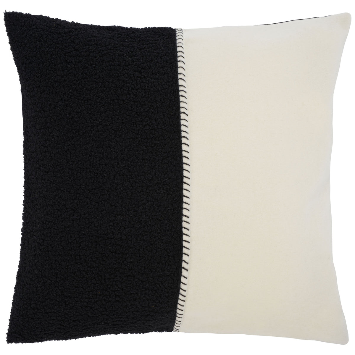 Black textured and smooth ivory panels meet at a decorative stitched seam. || PLS7221A-2020 || front_studio