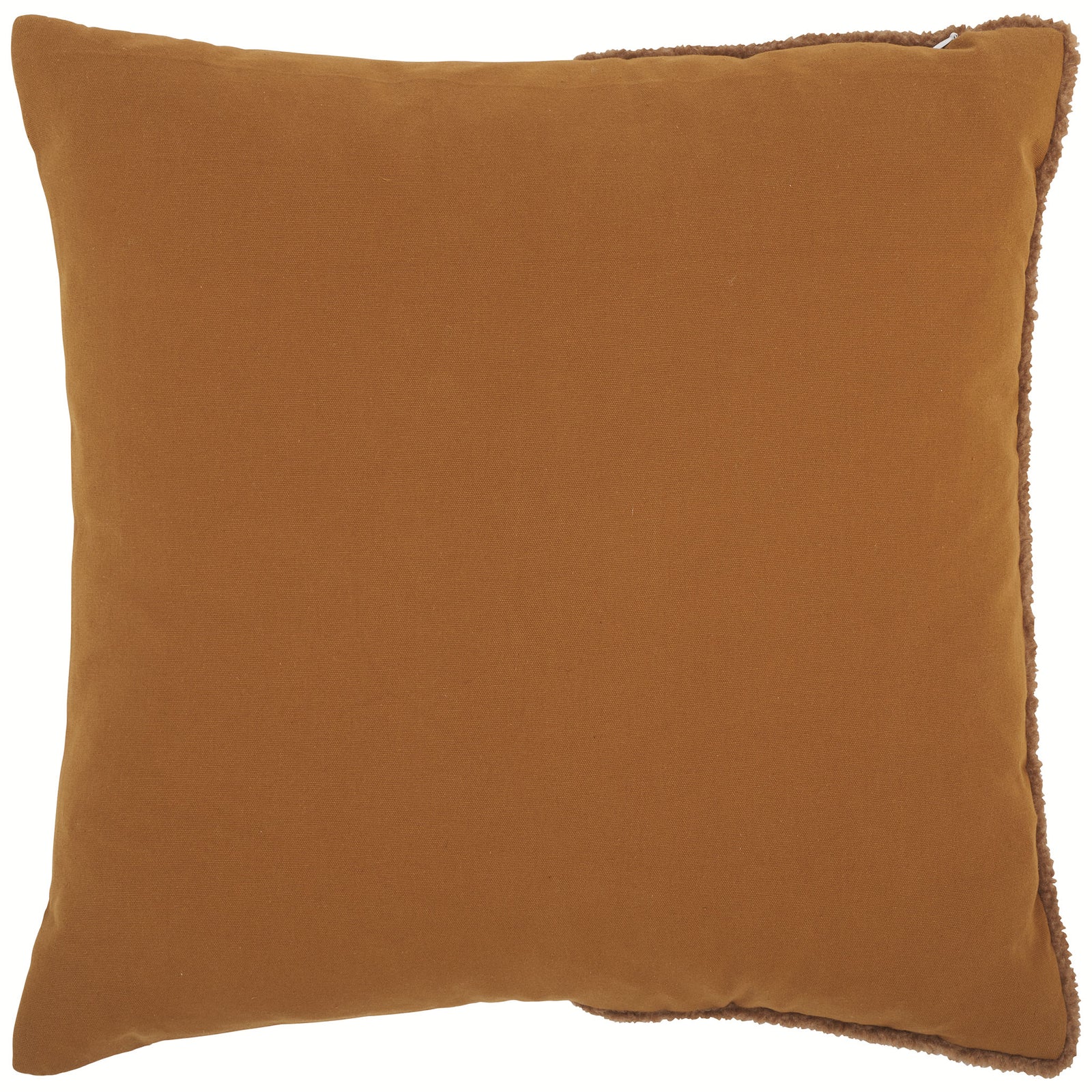 Solid camel pillow back has a smooth woven finish and soft square edges. || PLS7221B-2020 || back_studio
