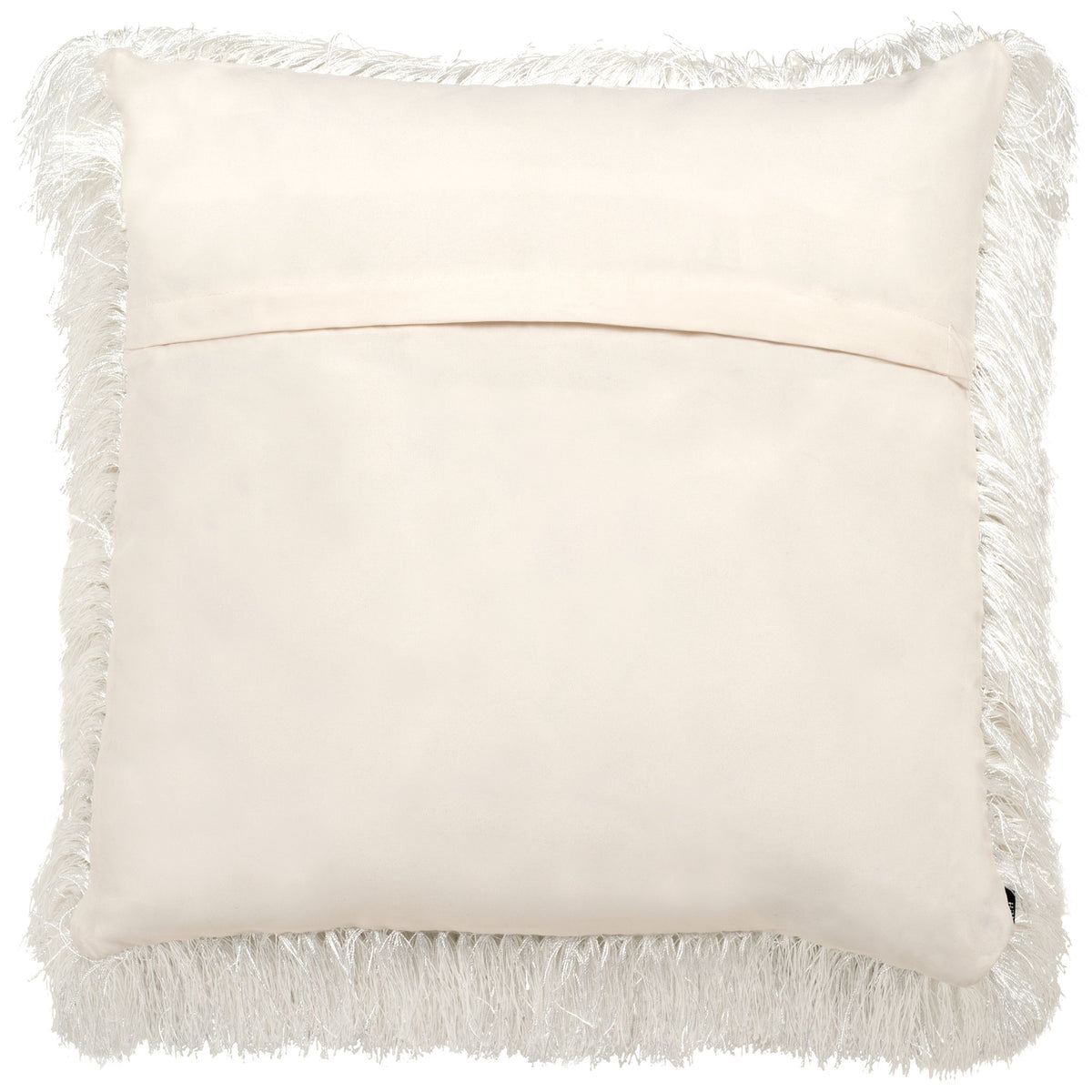 Smooth pearl backing contrasts with the pillow's shaggy edges || PPL210A-2020 || back_studio