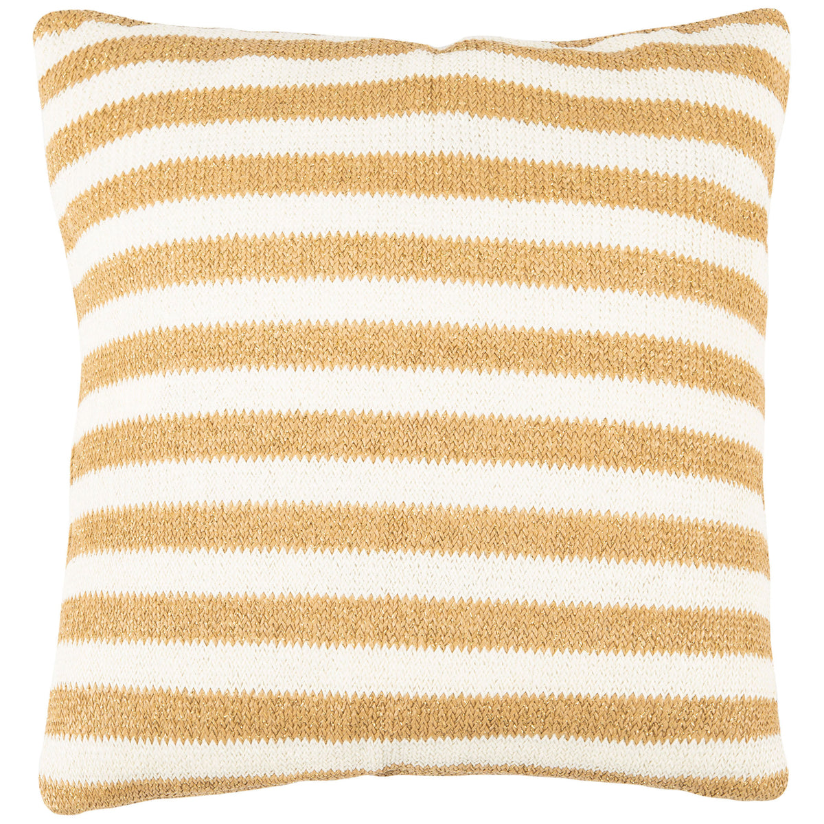 Textured gold bands alternate with crisp white across this plump square pillow || PPL259A-2020 || back_studio