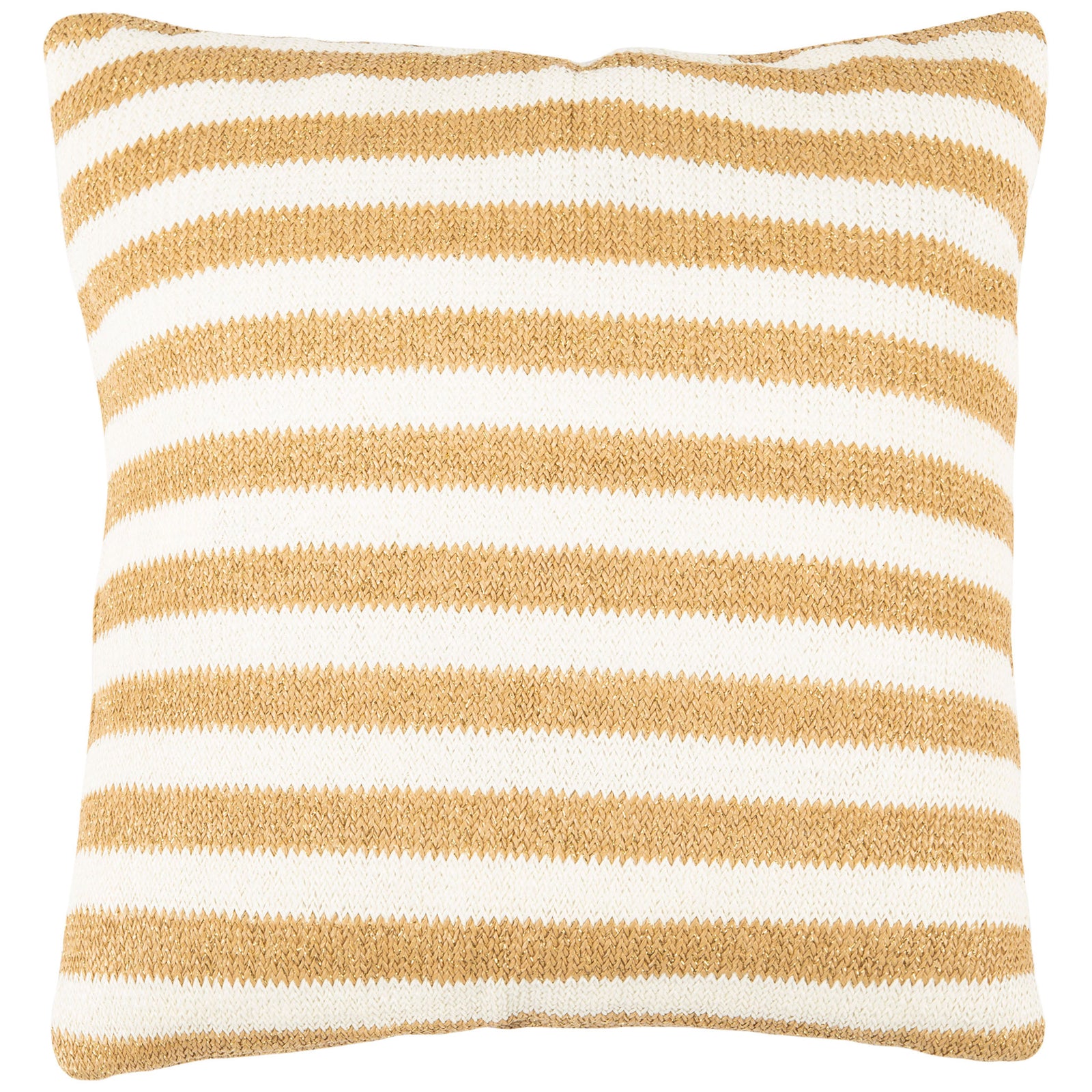Textured gold bands alternate with crisp white across this plump square pillow || PPL259A-2020 || back_studio