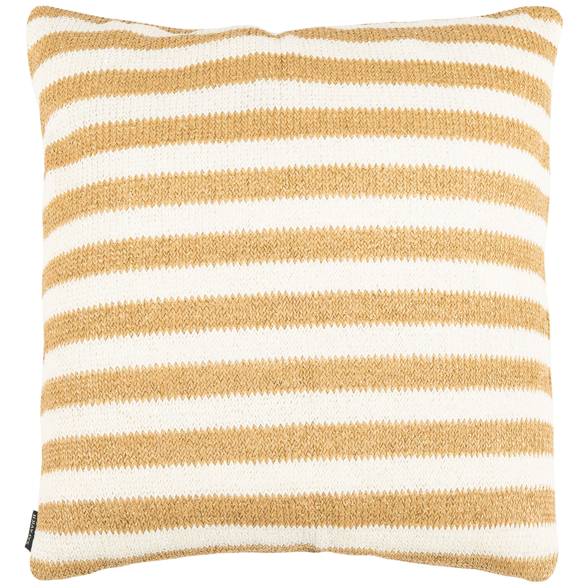 Gold and white woven stripes give this square accent pillow a fresh, textured look || PPL259A-2020 || front_studio